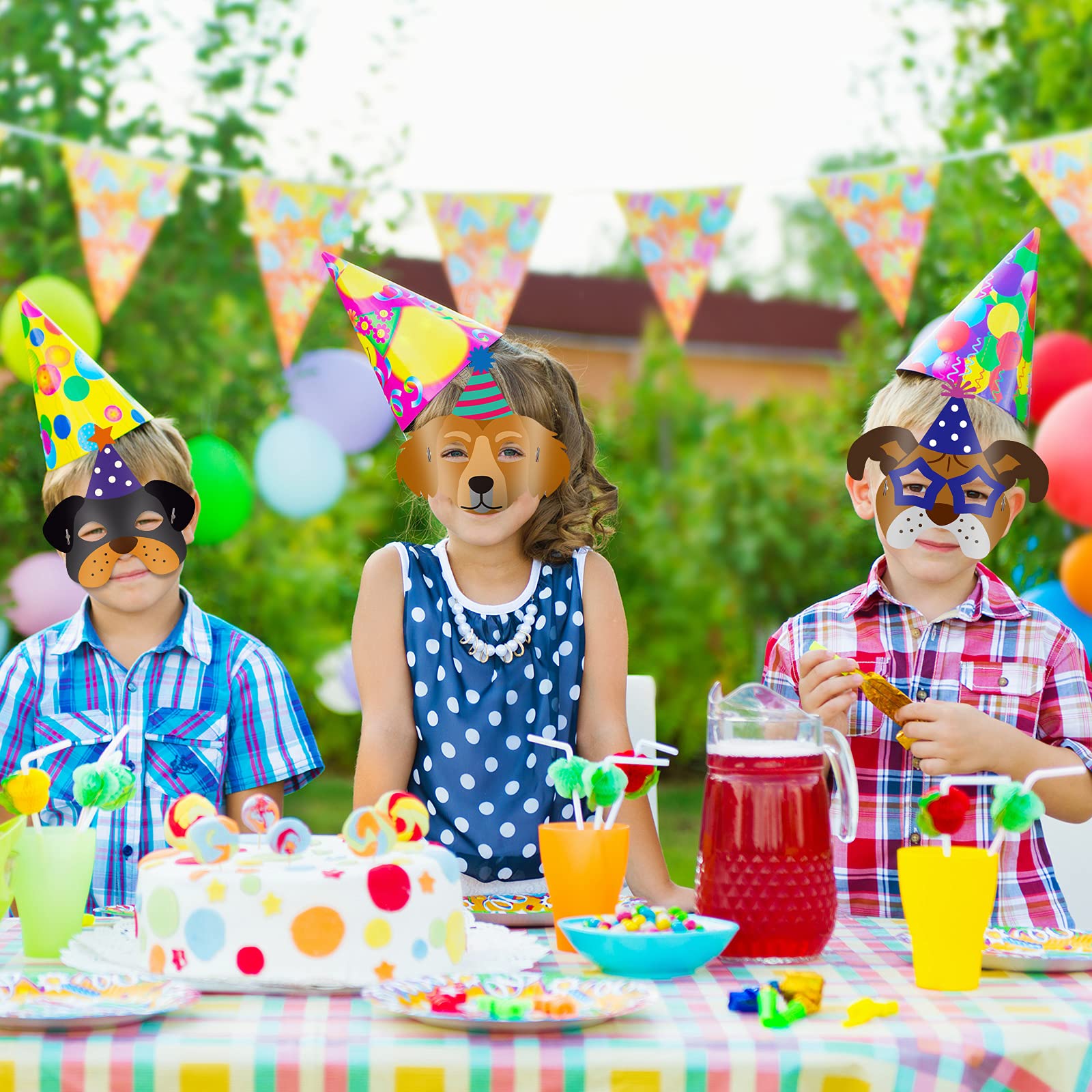 12-Piece Dog Birthday Party Masks & Garland Set - Funny Dog Themed Paper Masks, Puppy Birthday Banner, Cardstock Party Decorations for Dog Lovers - Perfect for Puppy Birthday Parties, Baby Showers & Pet-Themed Events