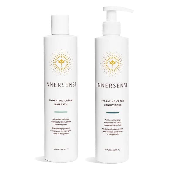 INNERSENSE Organic Beauty Hydrating Hairbath Shampoo & Cream Conditioner Set - 10oz | Natural, Non-Toxic, Cruelty-Free, Vegan Hair Care for Dry, Damaged Hair | Perfect for Daily Moisturizing & Color-Treated Hair