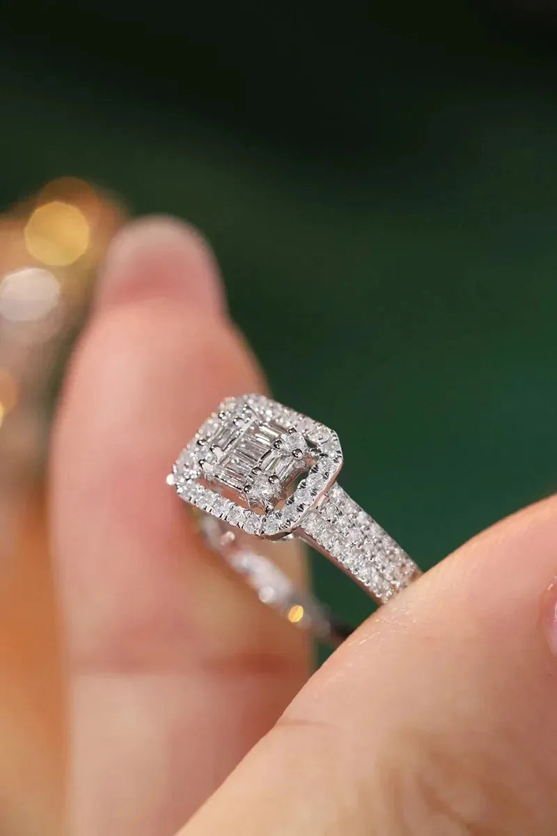 18K White Gold Square Diamond Engagement Ring for Women - 0.60 Carat Natural Diamond Wedding Band, Elegant Bridal Jewelry (Perfect for Proposals, Anniversaries & Special Occasions)