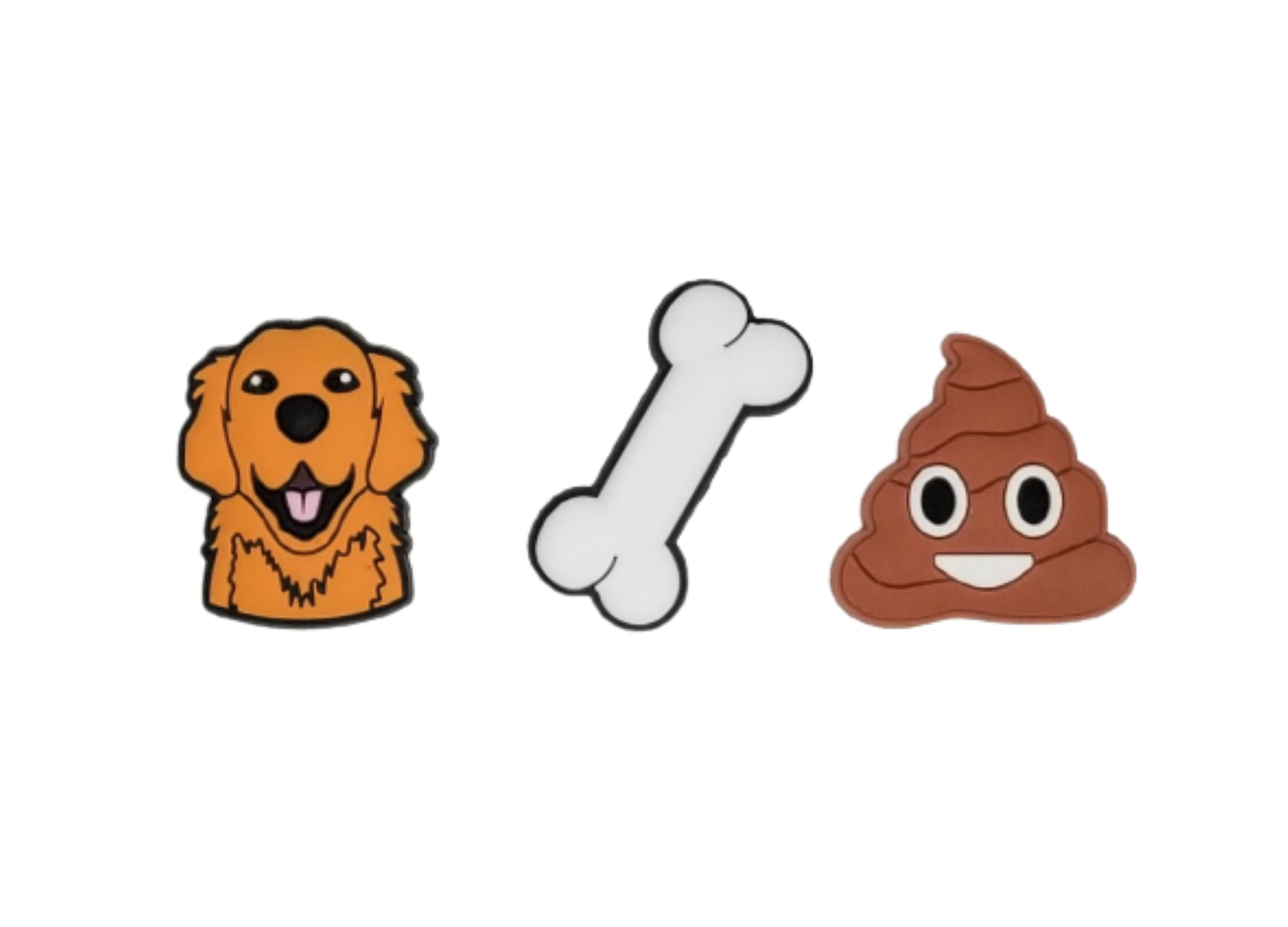 Golden Retriever Dog Bone Poop Shoe Charms for Crocs - Set of 3 Multicolor Jibbitz | Fun & Playful Accessories for Pet Lovers & Crocs Enthusiasts | Perfect for Casual Wear, Gifts & Dog-Themed Outfits