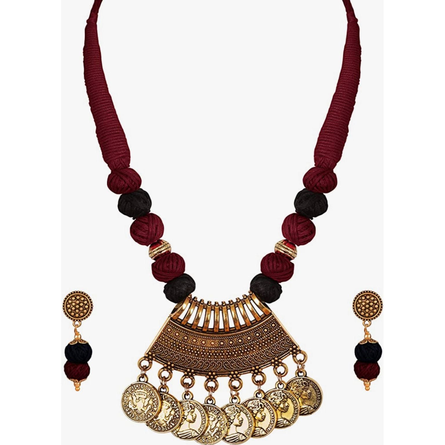 Handmade Tribal Pendant Necklace with Oxidized Beads - Boho Choker Set for Women | Perfect for Festivals, Parties & Layering Jewelry
