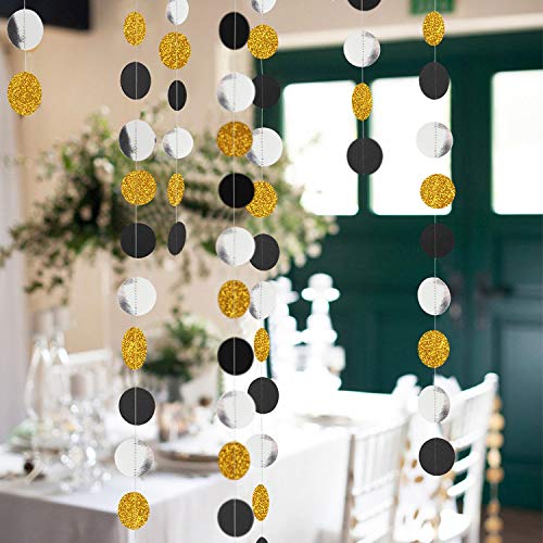 Elegant Paper Garland Circle Hanging Decorations - Congratulations Banner & Bachelorette Party Streamers for Wedding, Retirement, Bridal Shower Backdrop - Perfect for Indoor/Outdoor Party Decorations
