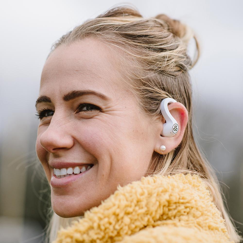 JBuds Air Sport True Wireless Earbuds - White | Bluetooth 5.0, IPX5 Waterproof, Secure Fit for Running & Workouts | Perfect for Gym, Jogging & Active Lifestyle