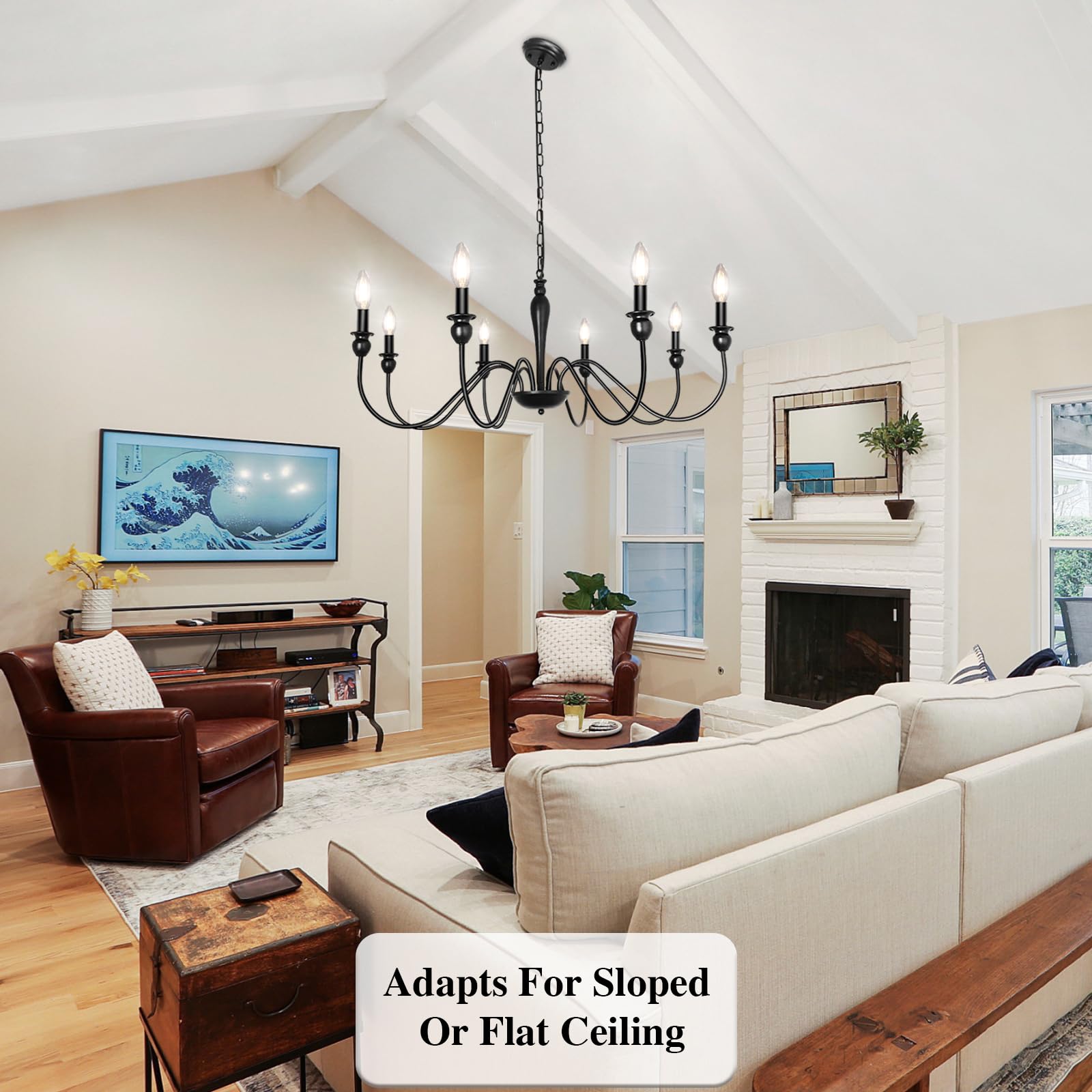 LASENCHOO 8-Light Farmhouse Chandelier - Black Industrial Rustic Ceiling Light Fixture for Dining Room, Living Room, Bedroom, Foyer & Kitchen Island | Perfect for Farmhouse, Industrial & Rustic Home Decor