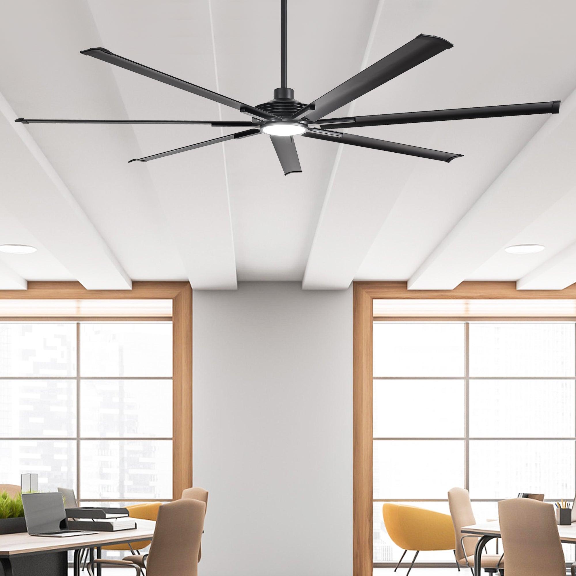 84 Inch & 100 Inch Large Black Ceiling Fan with Remote Control - Dimmable LED Light, Quiet Reversible Motor for Living Room, Bedroom, Patio - Energy Efficient Modern Home Cooling Solution