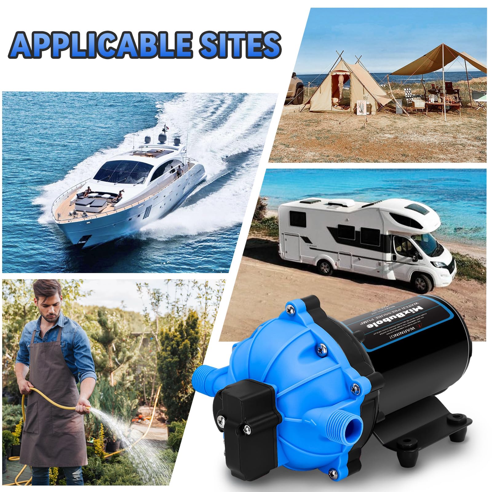 Upgraded 12V RV Water Pump 7GPM 70PSI - Heavy Duty Self-Priming Diaphragm Fresh Water Pump with Pressure Switch & Strainer - for RV, Marine, Yacht, Caravan, Camper - Perfect for Off-Grid Living, Boondocking & Outdoor Adventures