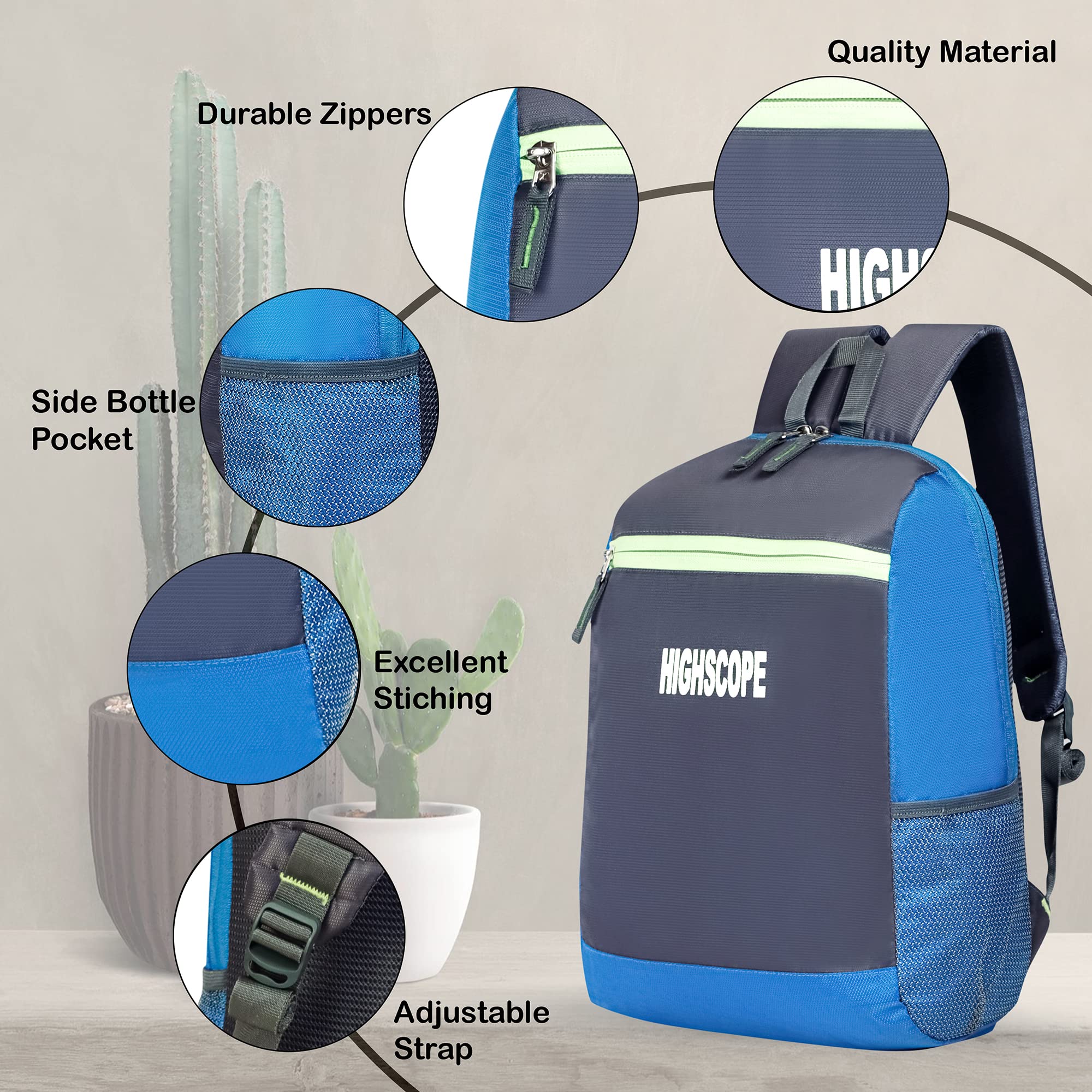 HighScope Durable Waterproof Backpack for School, College, Tuition & Daily Use - Perfect for Students, Travel & Work Commute