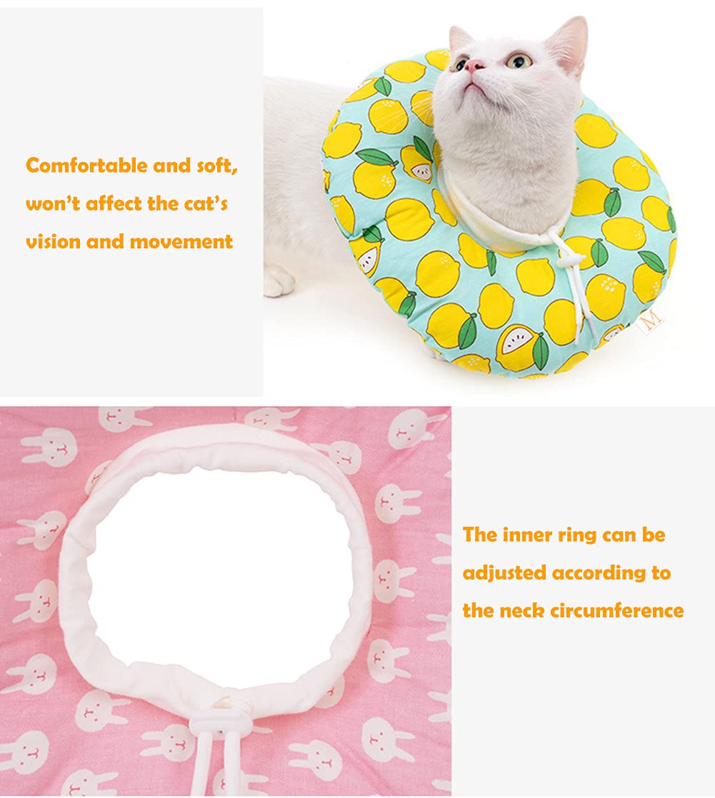 Soft Cotton Pet Recovery Collar for Cats & Small Dogs - Adjustable Post-Surgery Protective Cone (4.7-8.7