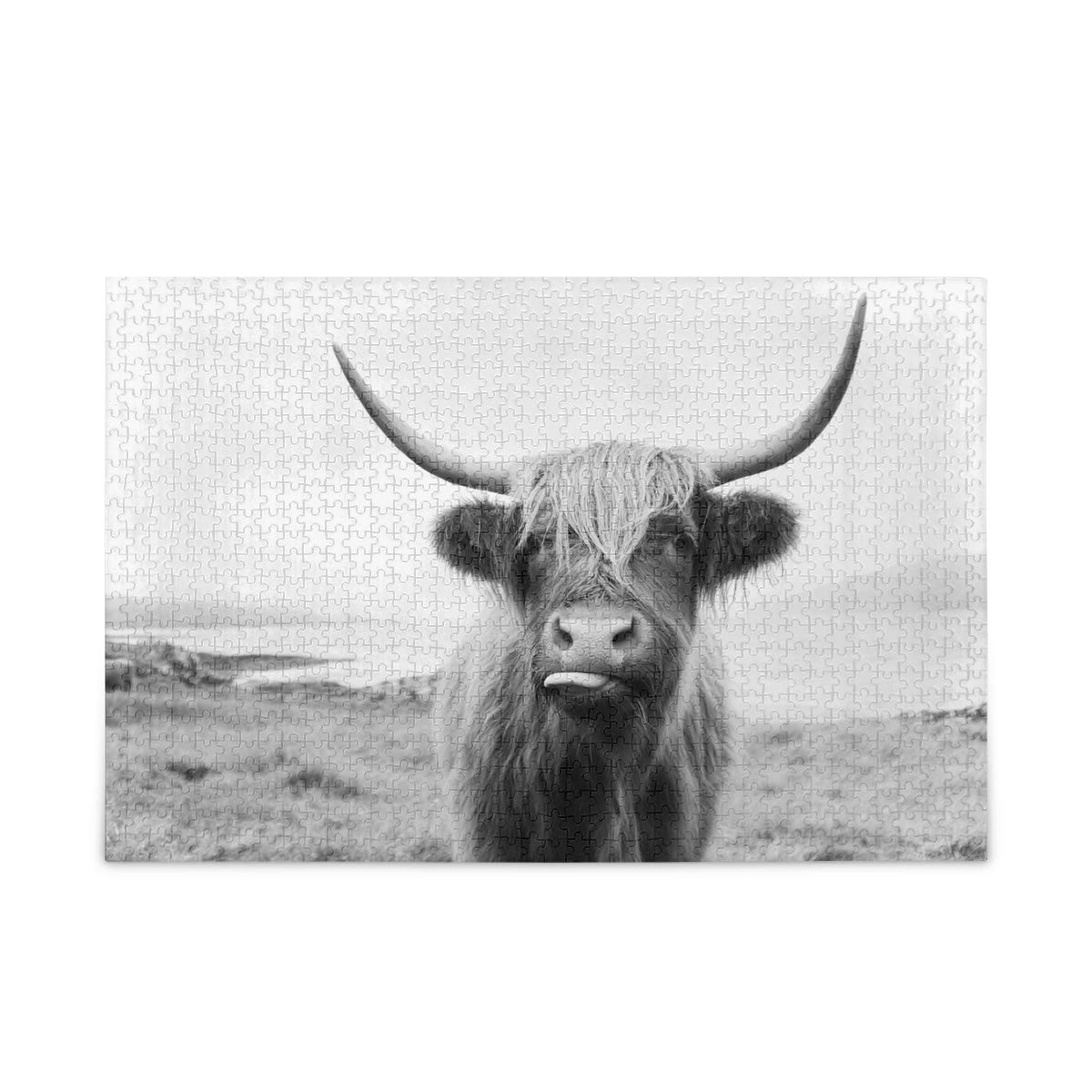1000-Piece Scottish Highland Cow Jigsaw Puzzle for Adults - Funny & Challenging Large Puzzle Game - Handmade Personalized Gift for Puzzle Lovers | Perfect for Family Game Night, Stress Relief & Home Decor