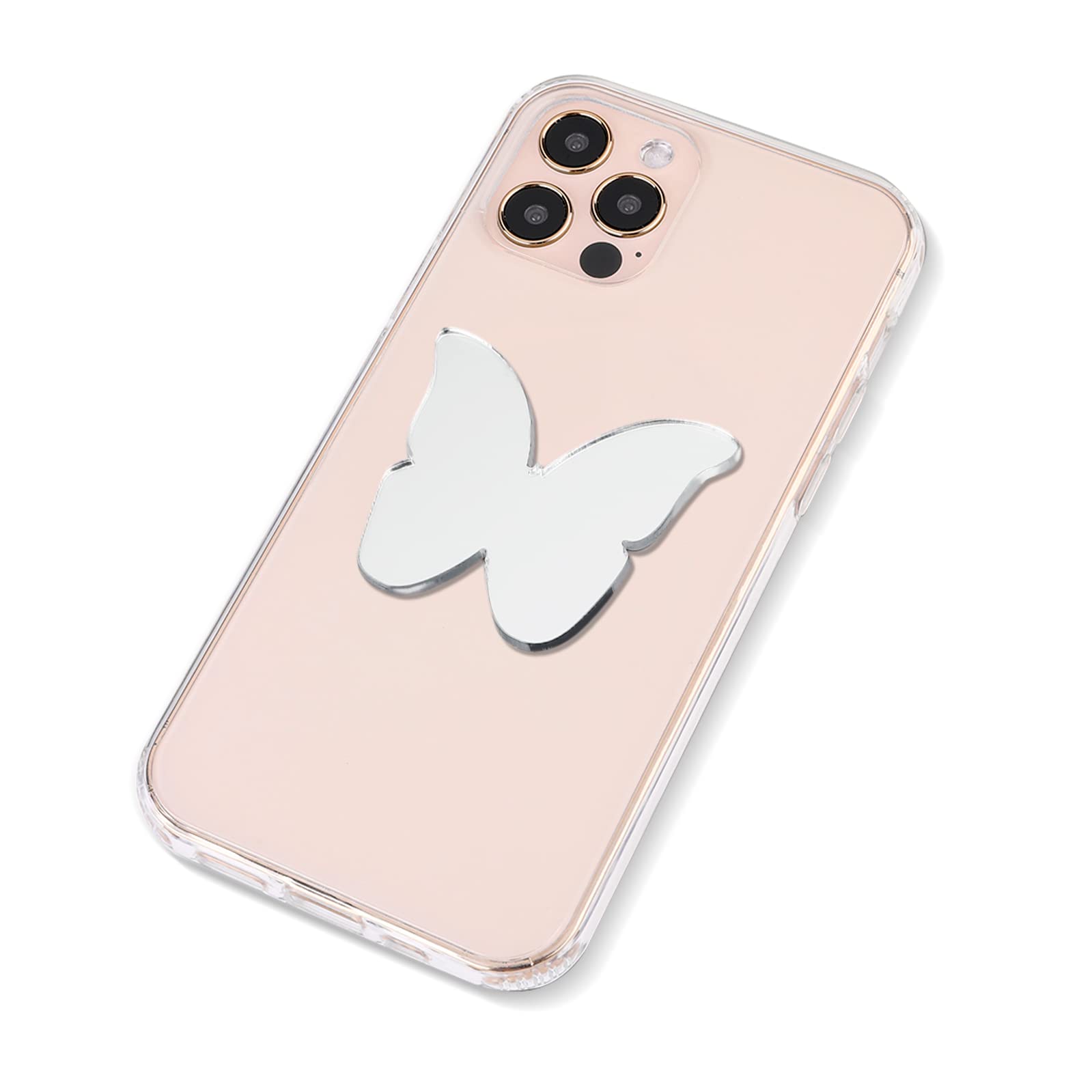 Ellie Rose Stick-On Mirror Decal for Smartphone - Butterfly Design Phone Charm Sticker | Perfect for Selfies, Makeup Touch-Ups & Phone Decoration
