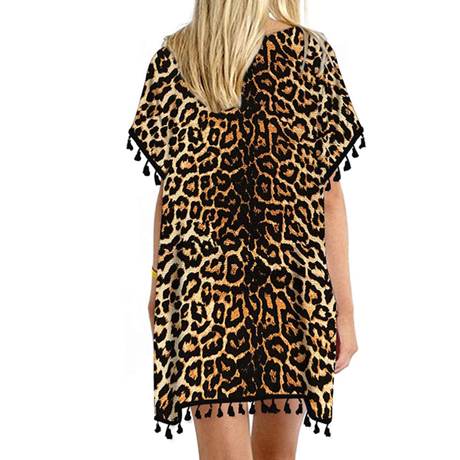 Women's Flowy Chiffon Kaftan Cover Up with Tassels - Lightweight Beach Swimwear, Loose Bikini Cover Up Shirt for Pool, Vacation & Summer Outfits