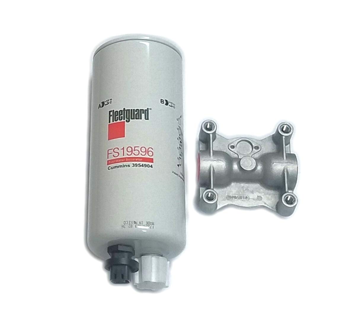 FS19596 Fuel Filter & 142784S Fuel Filter Head Set Fleetguard - Compatible with Heavy Duty Trucks & Diesel Engines - Perfect for Fleet Maintenance and Engine Protection