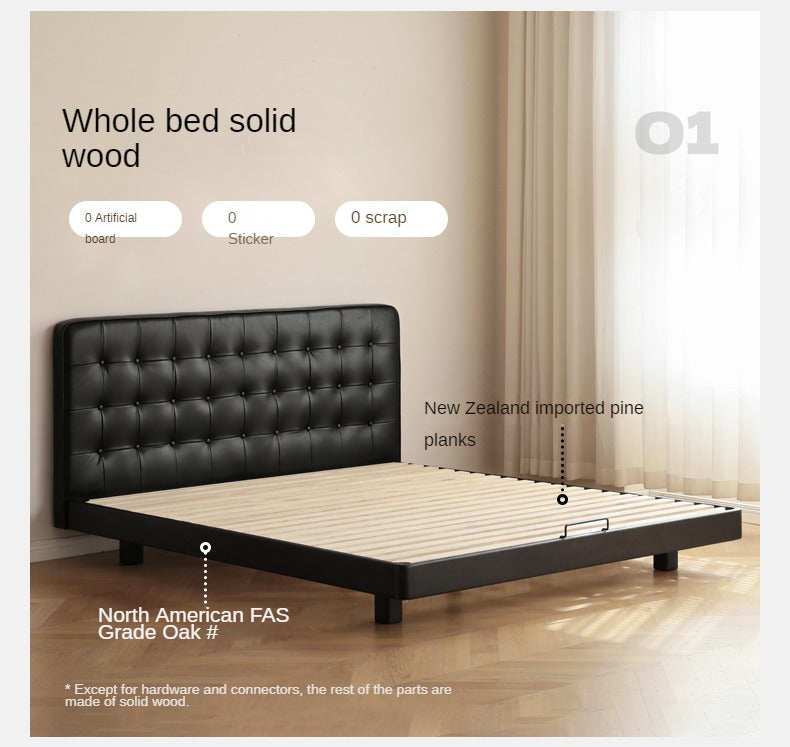 Premium Black Leather Suspension Bed - Luxurious & Durable for Bedroom, Guest Room, or Dorm - Enhances Comfort & Style