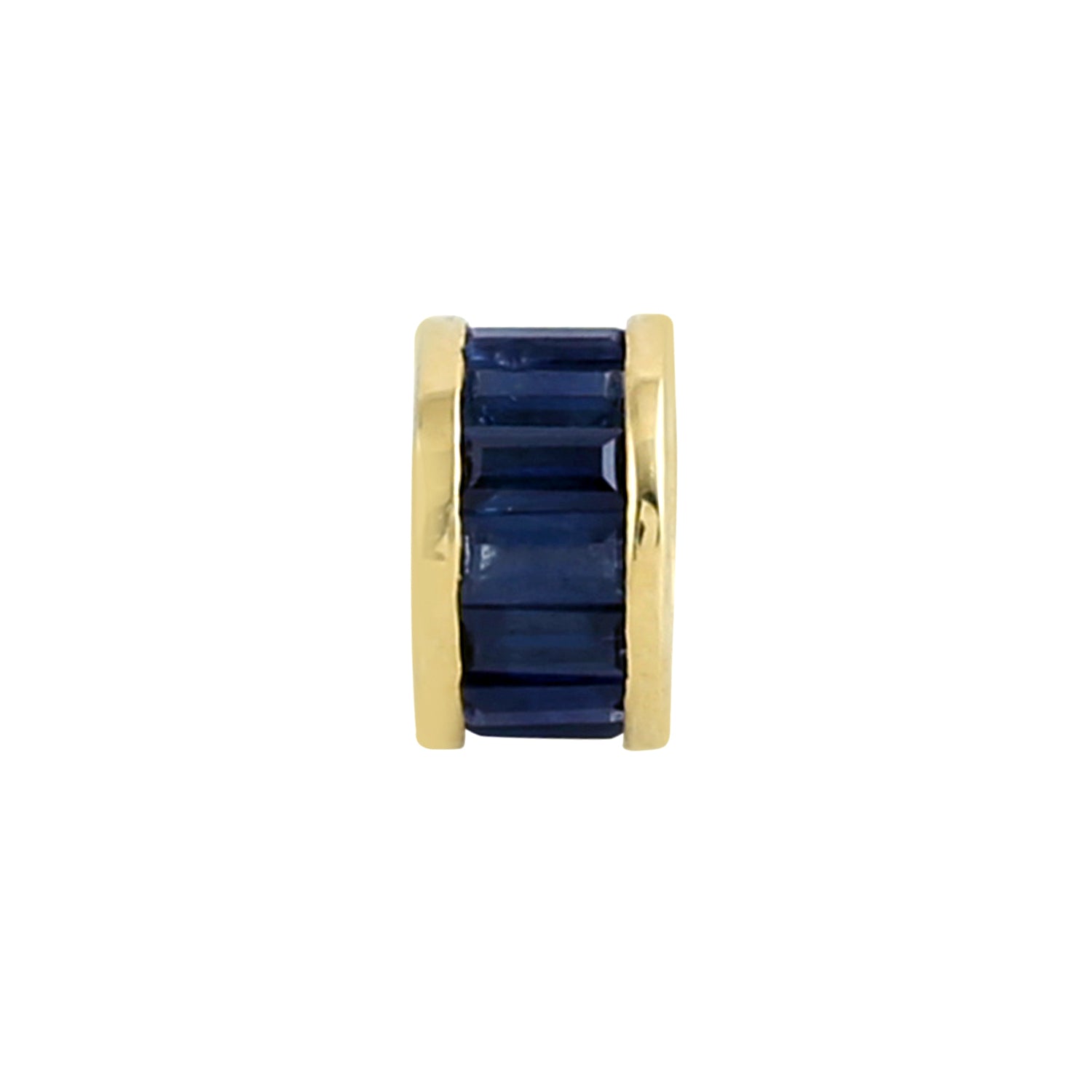 14K Yellow Gold Baguette Sapphire Gemstone Channel Set Designer Charm Jewelry for Men & Women - Perfect for Gifts, Anniversaries, and Everyday Elegance