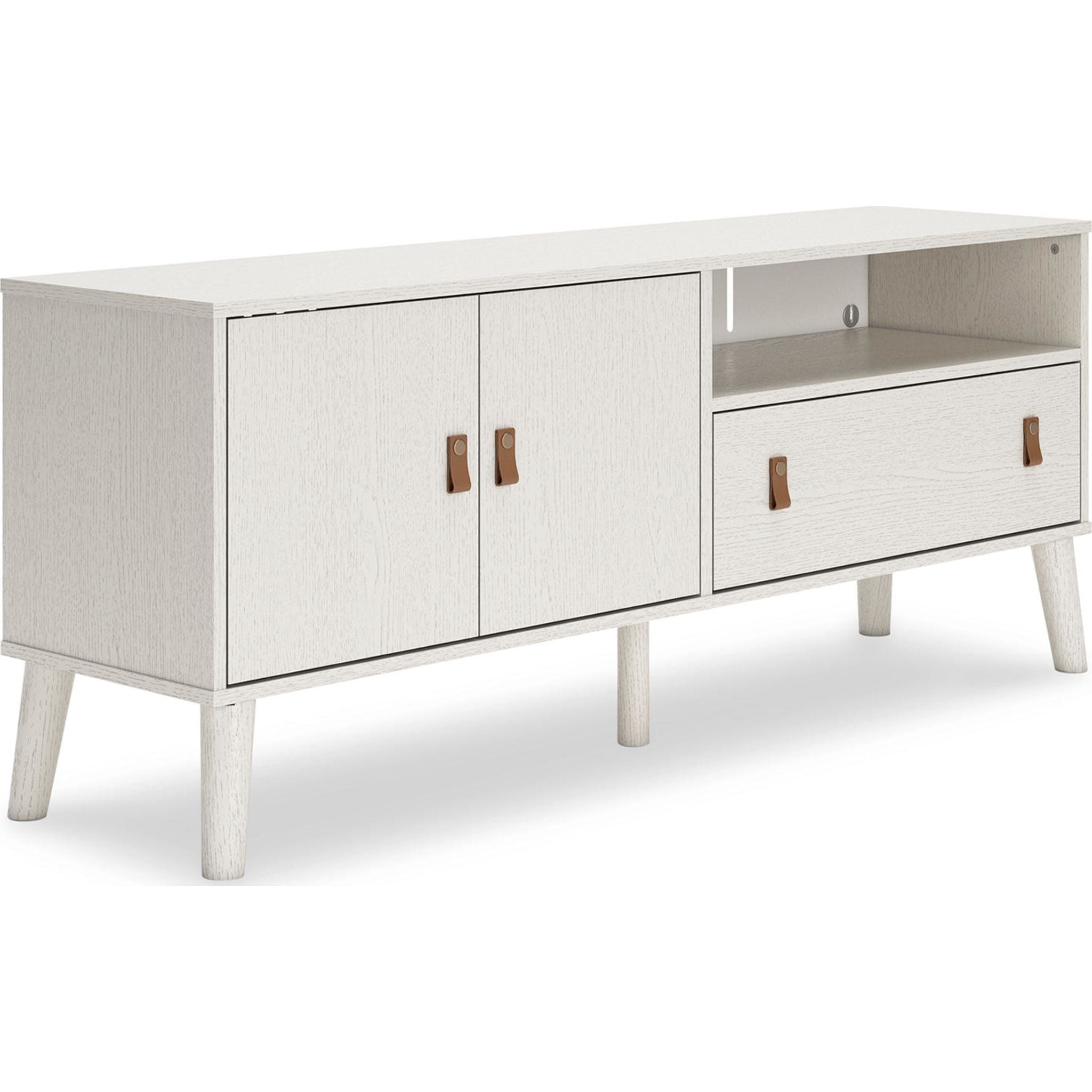 Aprilyn Modern TV Stand for Living Room - White, Sturdy Wooden Entertainment Center with Storage Shelves for Flat Screen TVs up to 65