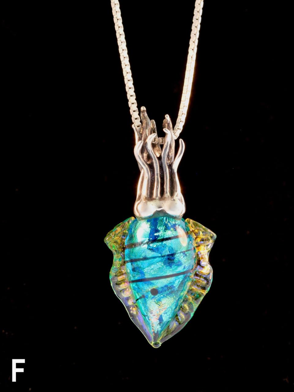 Dichroic Glass Cuttlefish Pendant Necklace - Unique Tentacle Squid Jewelry for Women & Men | Perfect for Halloween, Cosplay, and Ocean-Themed Outfits