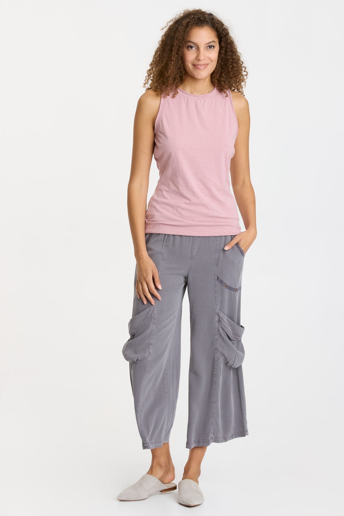 Tasha Tank Top - Soft Lavender Suede Women's Blouse for Casual Wear & Summer Outfits | Perfect for Beach, Brunch, and Date Nights