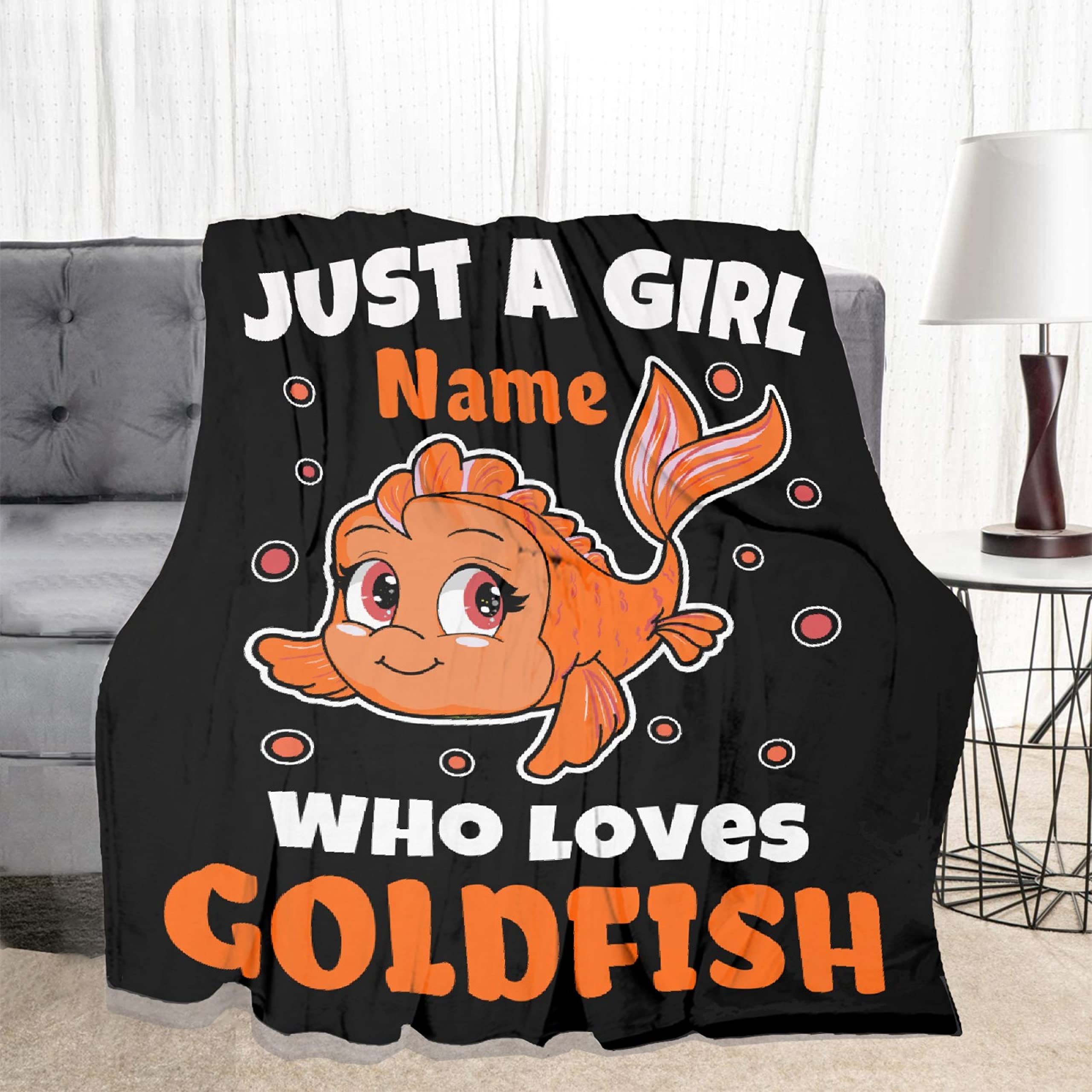 Custom Goldfish Lover Blanket - Soft Plush Fleece Flannel Throw for Sofa, Bed, Couch & Car - Decorative XL Blanket 120x90 inches - Perfect Gift for Women, Men & Family - Cozy Home Decor, Picnic Essential & Travel Companion