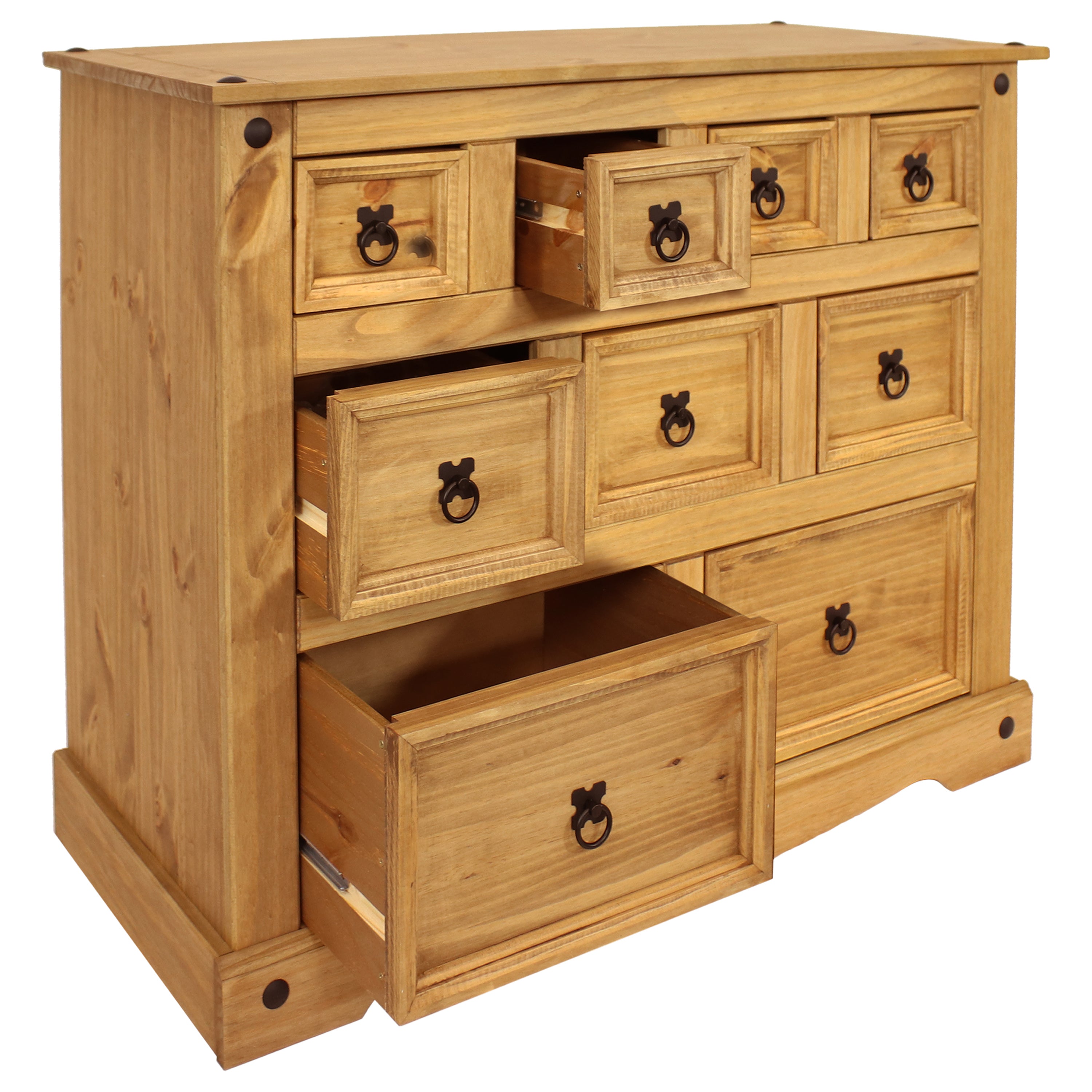 Sunnydaze 9-Drawer Rustic Wooden Dresser - Light Brown Finish, 39.75