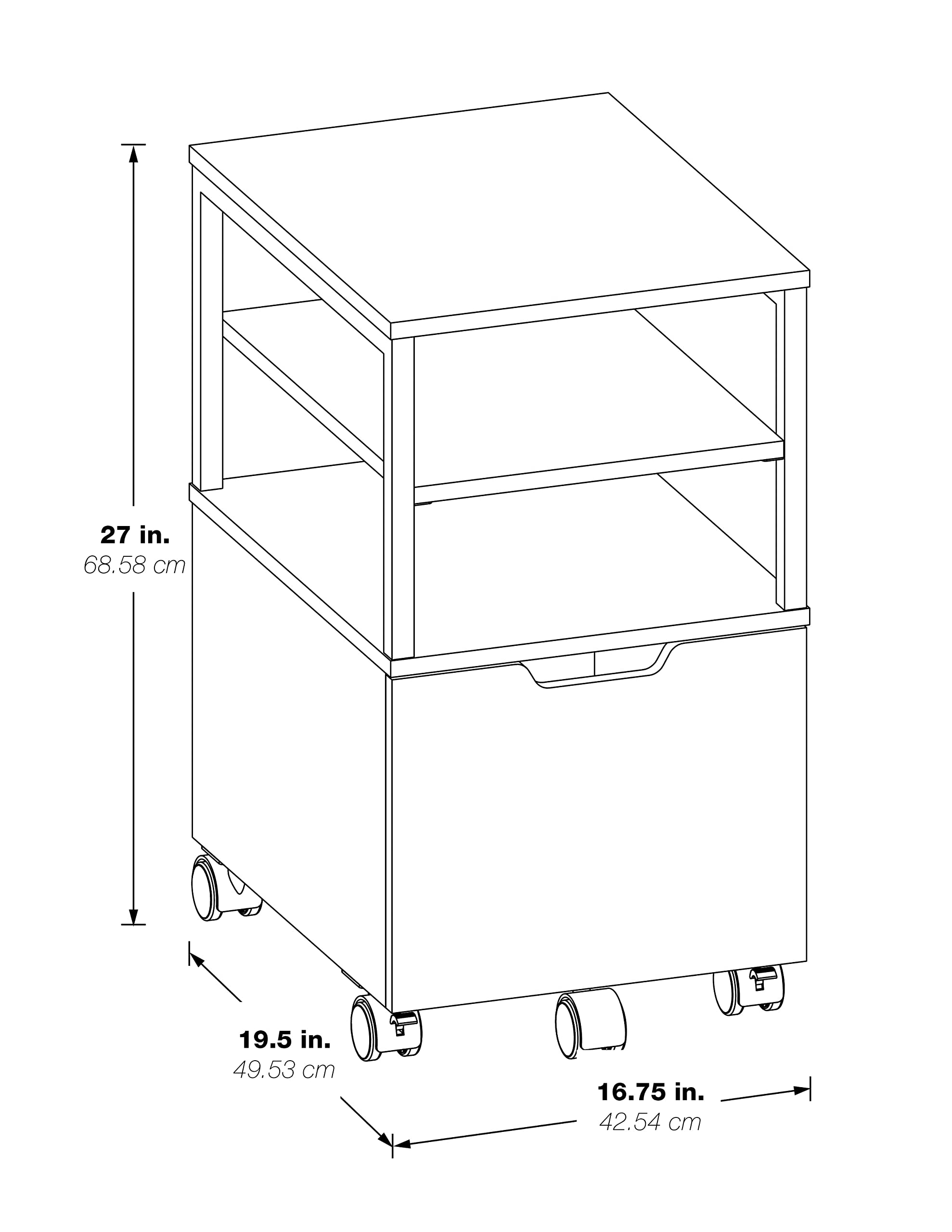 OSP Home Furnishings Modern Mobile Cart with Wheels - Ozark Ash Finish - Rolling Kitchen Island, Bar Cart & Storage Solution for Small Spaces