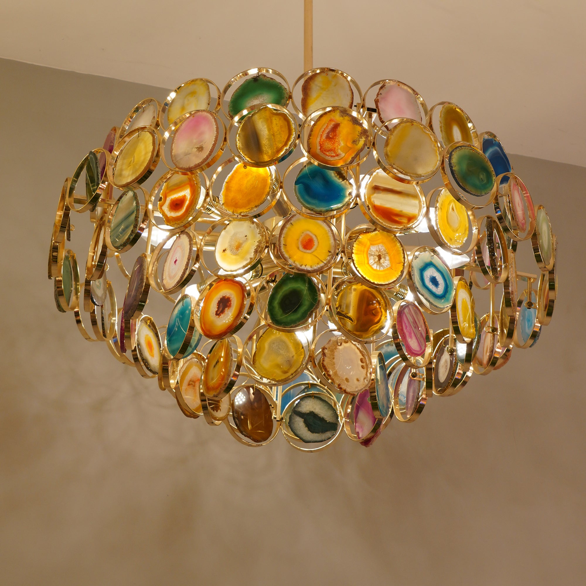 Natural Carnelian Gemstone Chandelier - Handcrafted Bohemian Crystal Beaded Ceiling Light Fixture for Living Room, Dining Room & Bedroom Decor