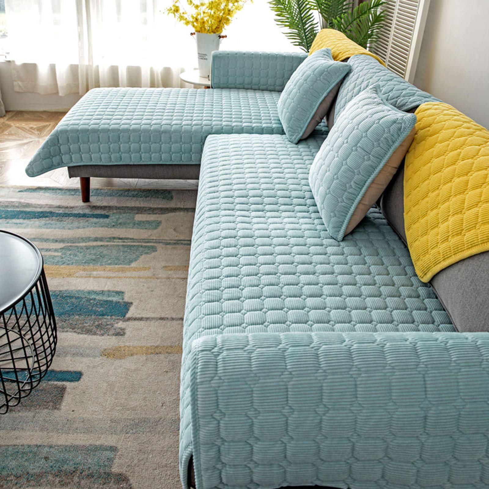 Premium Non-Slip Velvet Chaise Lounge Cover for Dogs - L-Shaped Pet Sofa Protector (70x150cm, Teal) | Perfect for Sectional Couches, Living Room Furniture Protection & Pet-Friendly Home Decor