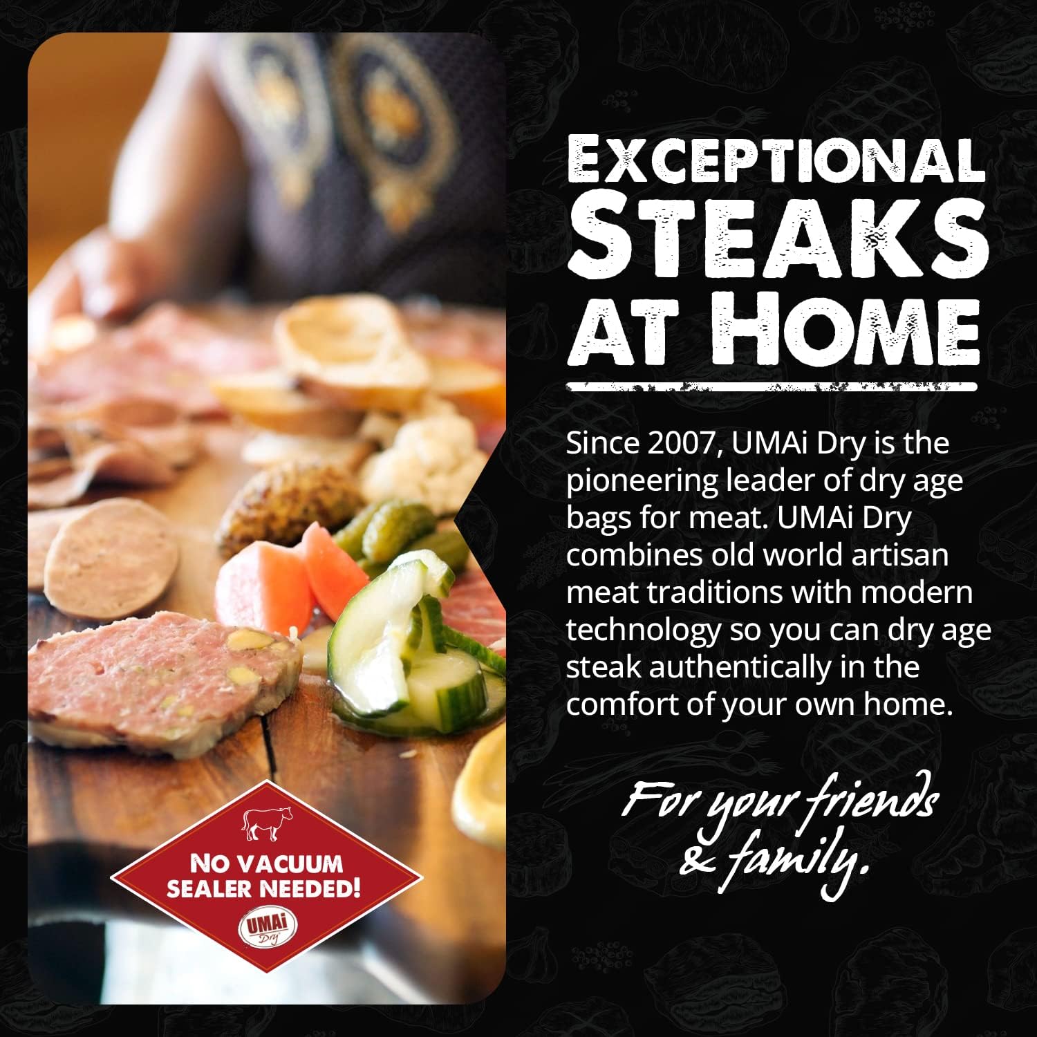 UMAi Dry Aging Bags for Steaks - Pack of 3 | Meat Aging Bags for Beef, Brisket & Bone-In Cuts (14-20 lbs) | Home Refrigerator Steak Ager | No Vacuum Sealer Required | Achieve Tender Aged Beef in 28-45 Days | Perfect for Home Chefs & BBQ Enthusiasts