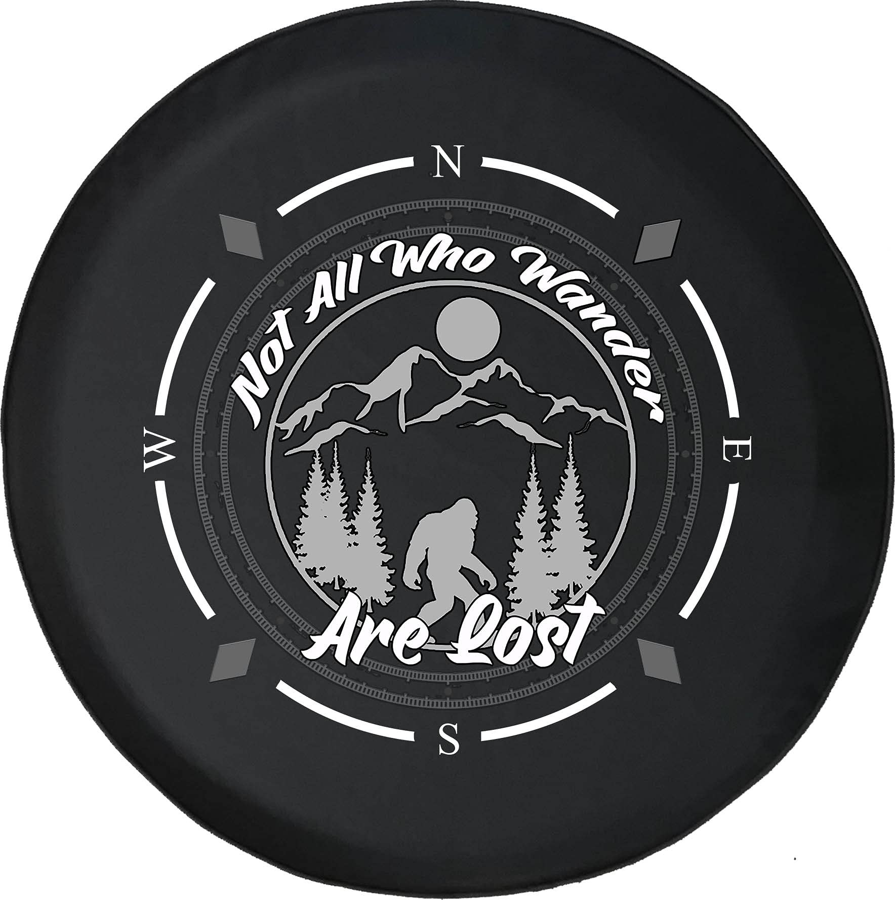 American Unlimited Spare Tire Cover with Compass Design - 'Not All Who Wander Are Lost' - Universal Fit for SUV, Trailer, RV & Most Vehicles | Durable Outdoor Accessory for Camping & Road Trips