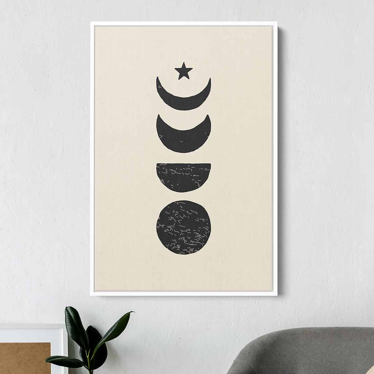 Black Moon Wall Art Canvas Print - Modern Home Decor for Living Room, Bedroom & Office - 214b