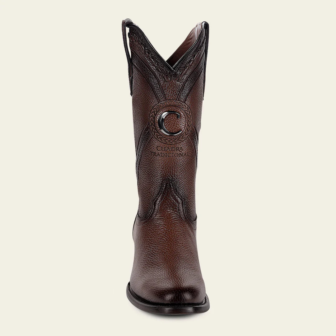 2H0AVE Men's Cuadra Honey Dress Cowboy Deer Leather Boots - Western Style Boots for Rodeo, Country Music Festivals & Outdoor Adventures