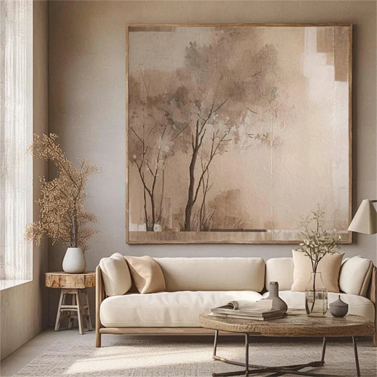 Flower and Tree Painting #FT157 - Handmade Canvas Art for Home Decor, Living Room, Bedroom & Office Wall Art