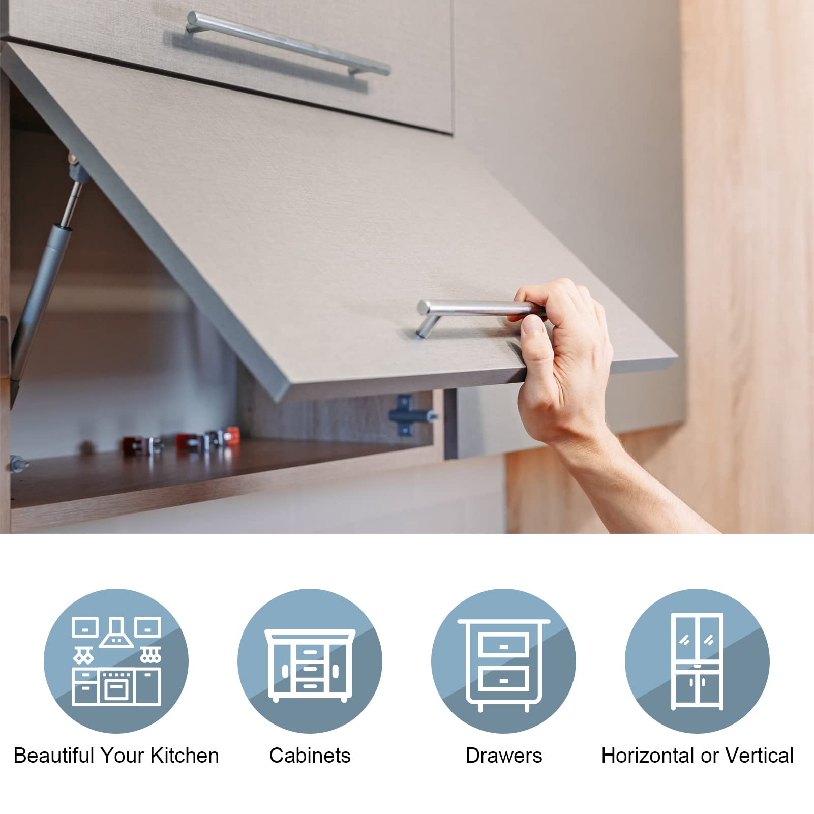 Estink 20-Pack Stainless Steel T-Bar Cabinet Pulls - Kitchen Cabinet Handles, Drawer Pulls & Cupboard Knobs for Home Furniture Hardware | Perfect for Modern Kitchen Renovation & Cabinet Upgrades