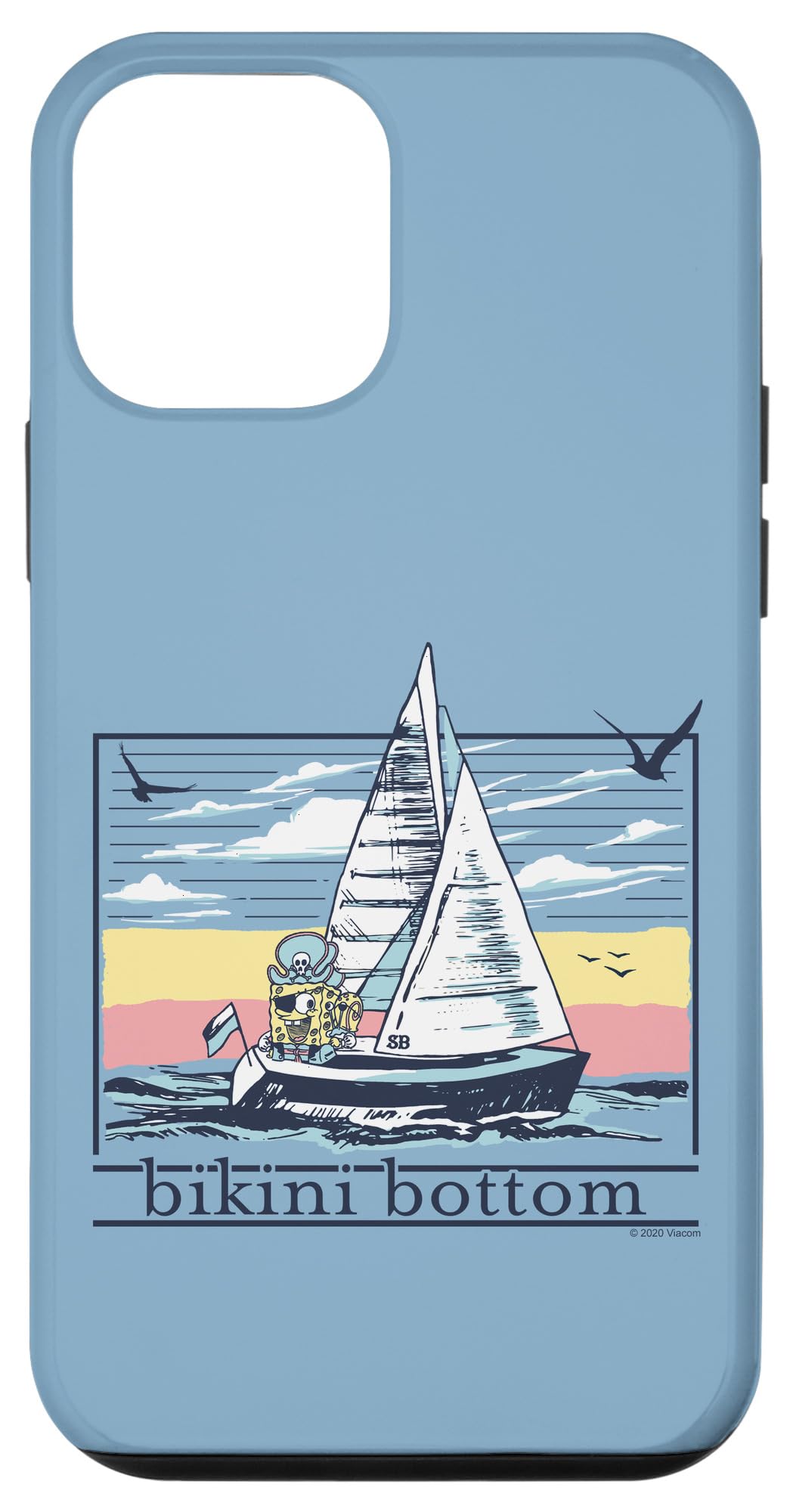 SpongeBob SquarePants iPhone 12 Mini Case - Cute Bikini Bottom Sailboat Design Protective Cover for Apple iPhone 12 Mini - Perfect for Fans, Daily Use, and Gift Giving