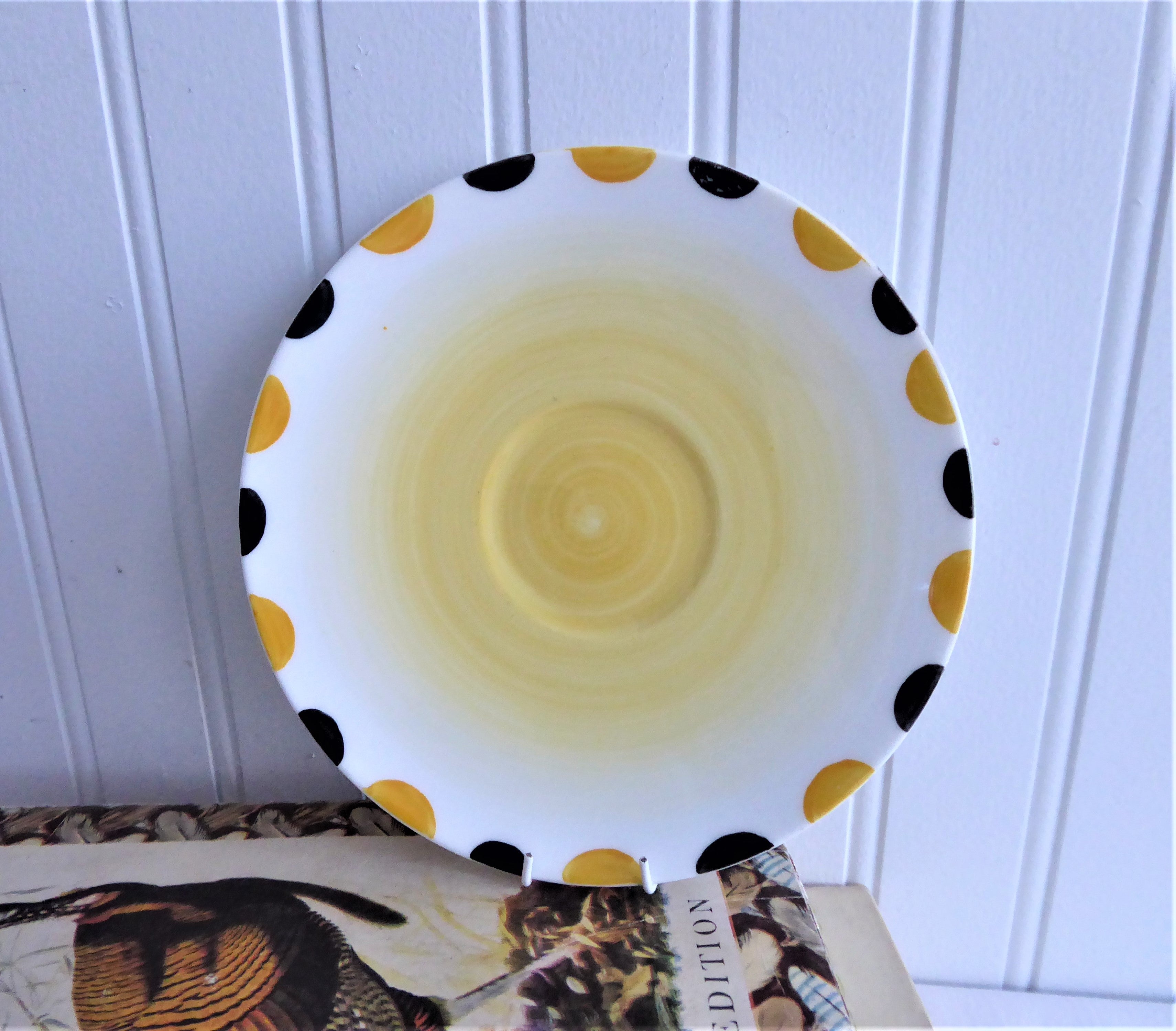 Vintage Shelley Art Deco Saucer - Yellow with Black Dots Pattern (1930s Regent Collection) - Perfect for Tea Time & Antique Collectors