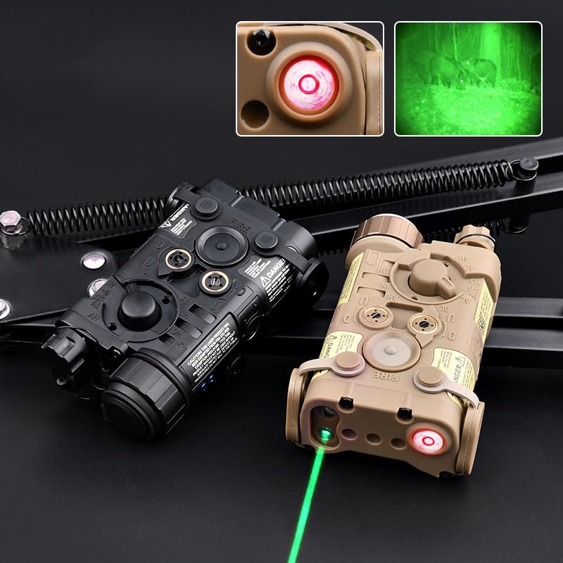 Tactical Red/Green Laser Sight with IR Light Illuminator - Night Vision Flashlight & IR Laser Combo | L3-NAGL Plastic Box Laser Sights | Pressure Switch (Constant/Momentary Modes) for 20mm Rail | Perfect for Hunting, Airsoft, and Tactical Operations
