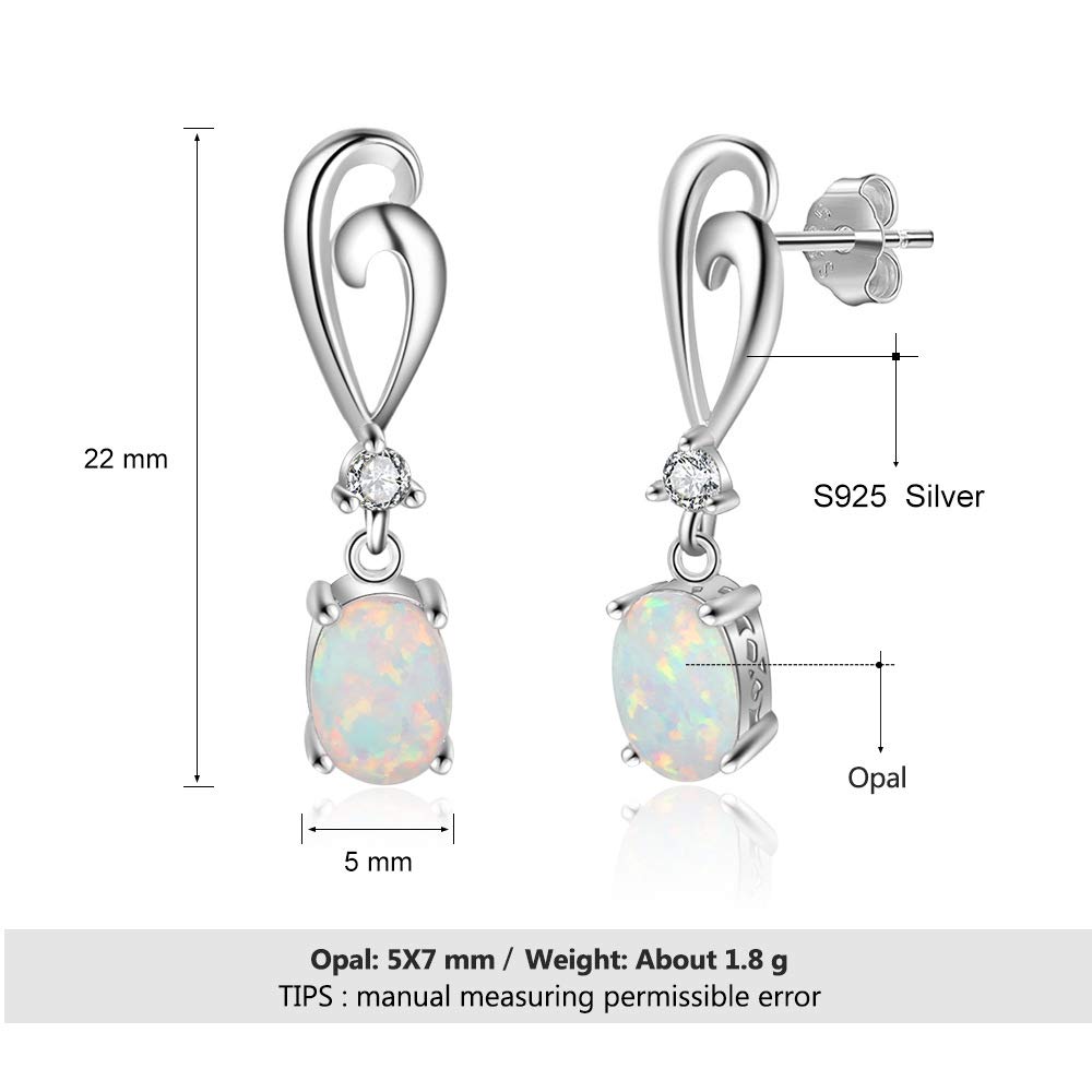 YAZILOIND S925 Sterling Silver Opal Drop Earrings for Women - Simple Dangle Pendant Earrings, Elegant Birthday Gift for Girls | Perfect for Parties, Weddings & Daily Wear
