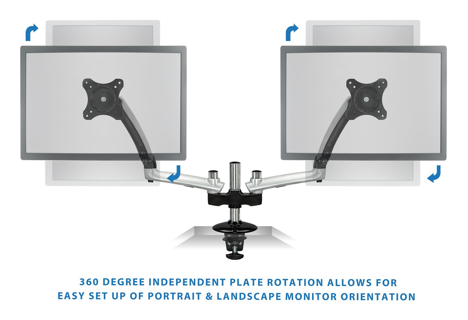 Mount-It! MI-4PC312S Dual Monitor Stand for 13-30 Inch LCD LED Computer Screens - Height Adjustable Full Motion Gas Spring Arm with 36 lb Capacity - Perfect for Home Office, Gaming & Workspace Setup (Silver)