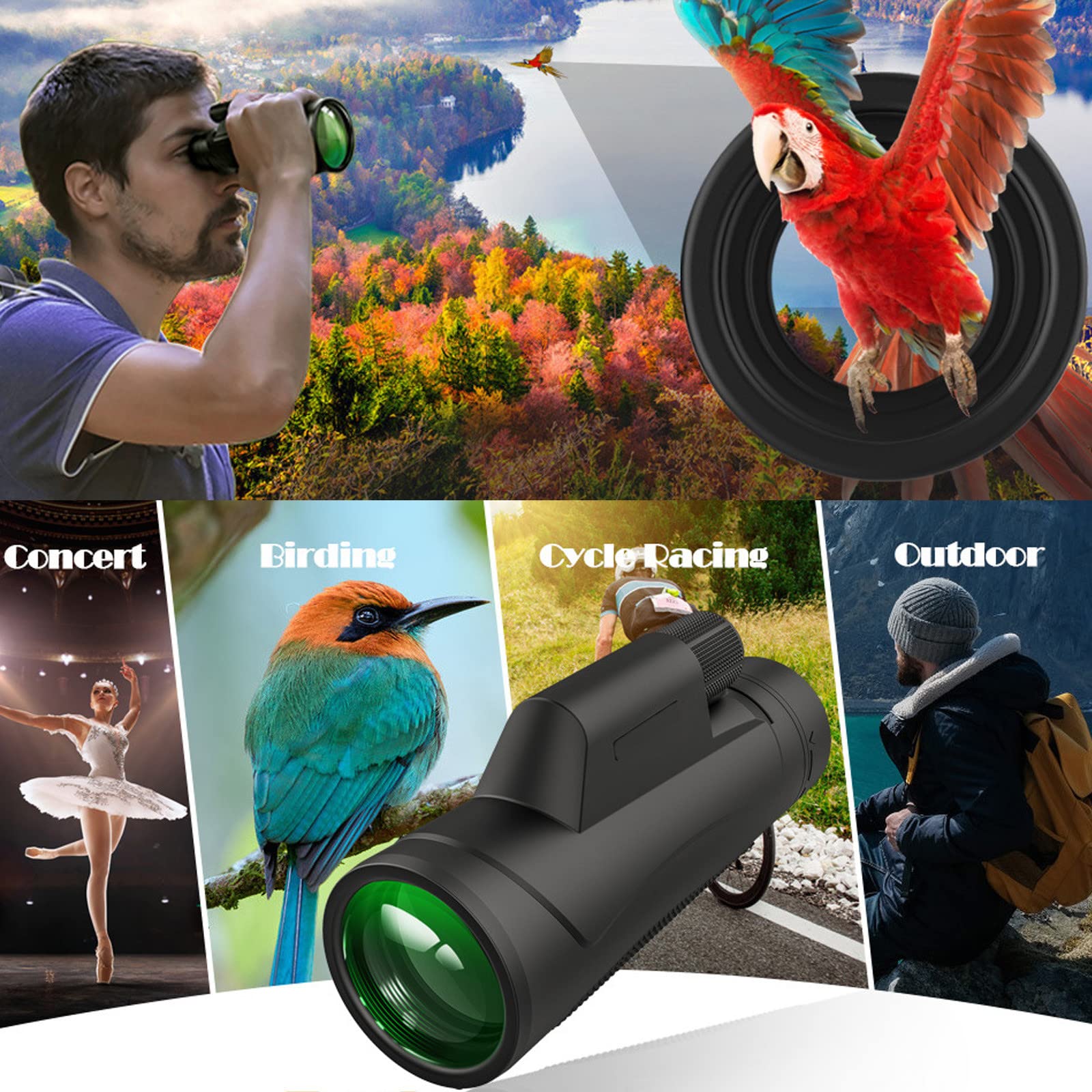 10x42 Monocular Telescope - HD Spotting Scope for Bird Watching, Hunting, Hiking & Travel | Waterproof & Fogproof | Compact & Lightweight for Outdoor Adventures | Perfect for Wildlife Observation, Camping & Night Vision