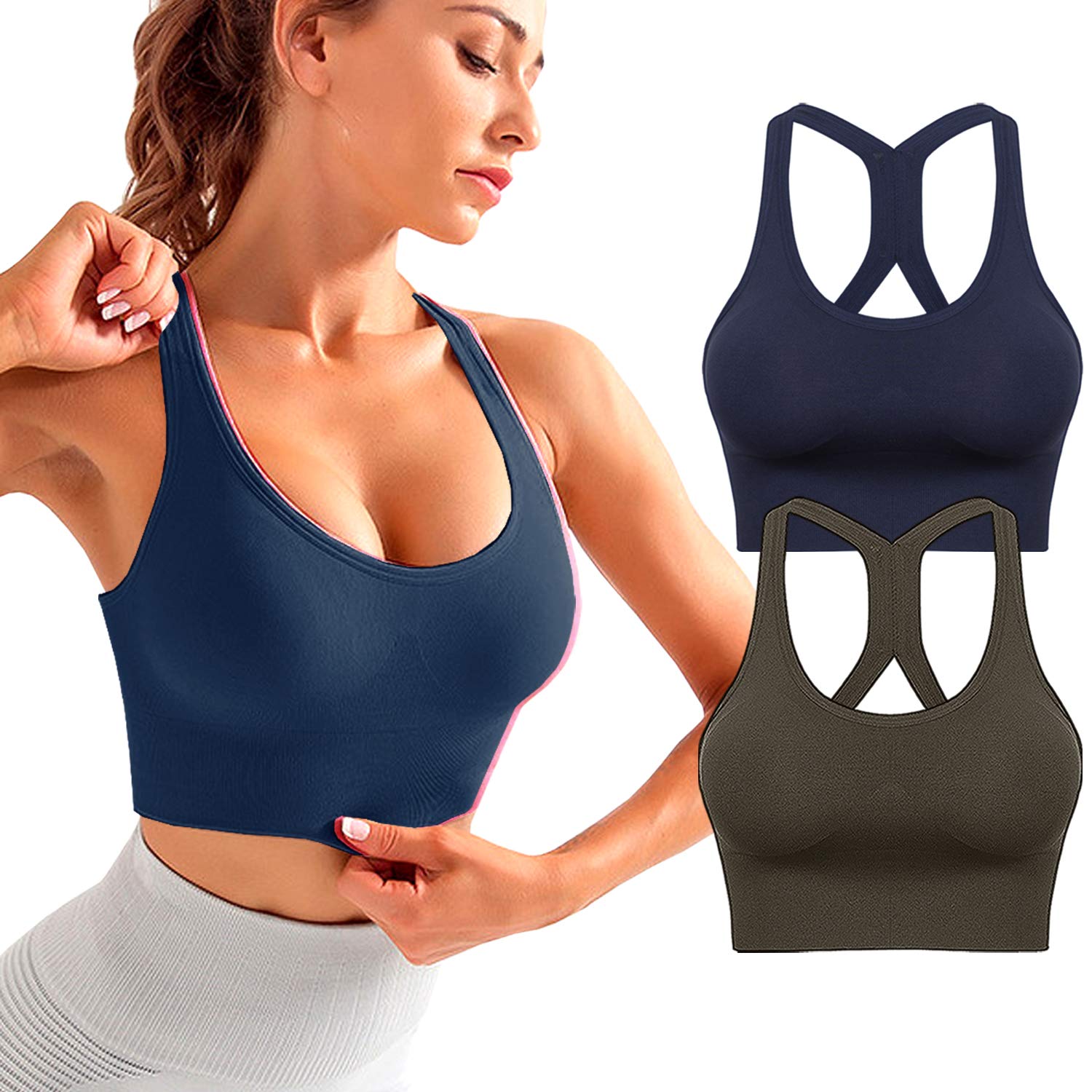 High Impact Sports Bras for Women - Racerback Padded Workout Bras, Yoga & Fitness Support, Comfortable Multipack - Perfect for Running, Gym Training & High-Intensity Workouts