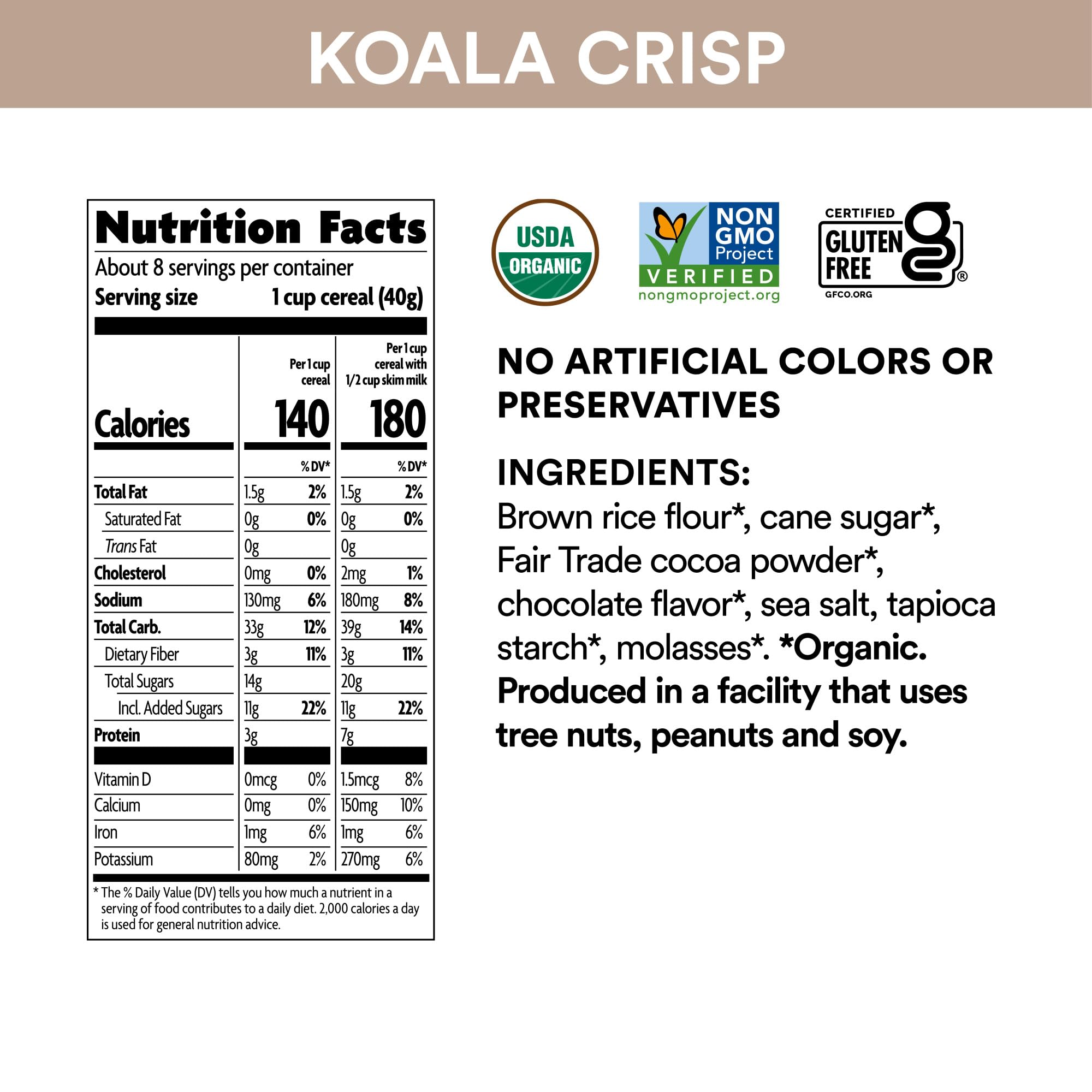 Organic Koala Crisp Cereal by Nature's Path - Gluten Free, Non-GMO, Fair Trade Chocolate Cereal, 15 lb Bulk Pack | Healthy Breakfast for Kids, School Snacks & Family Pantry Staples