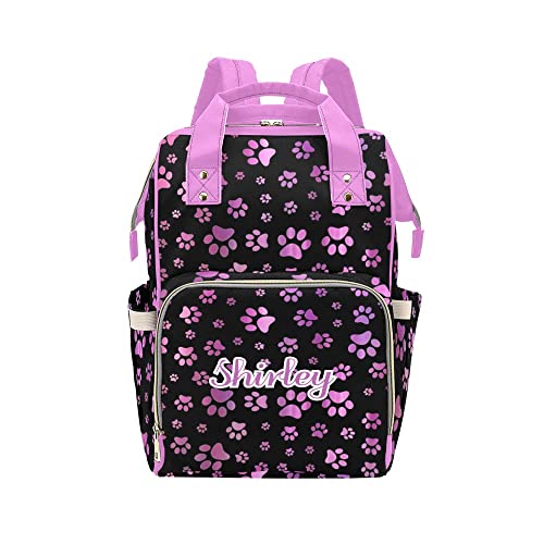**Personalized Purple Dog Paws Diaper Backpack - Baby Nursing & Travel Tote Bag for Moms - Perfect for Daycare, Outings & Baby Showers**