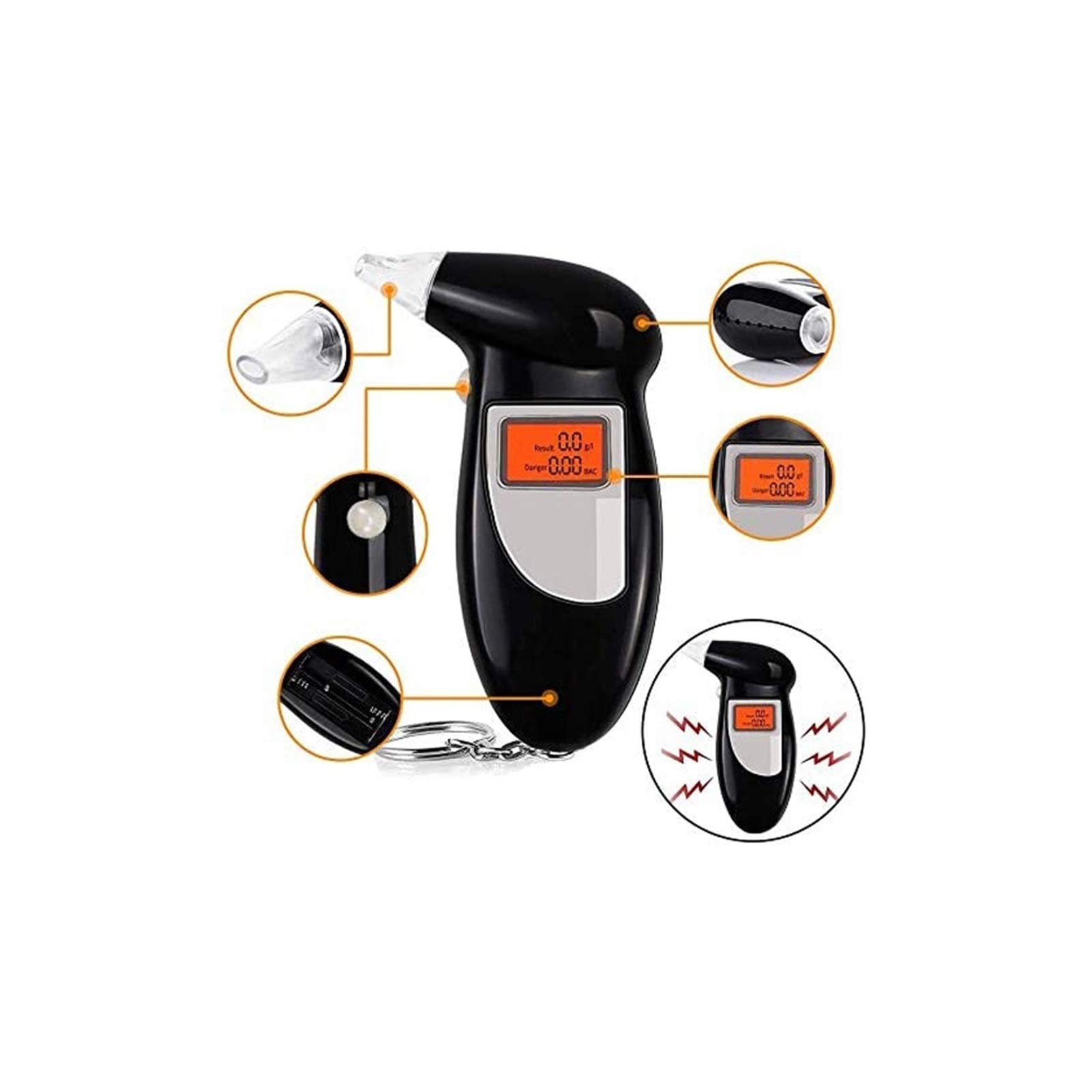 **Professional Portable Breathalyzer with Semi-Conductor Sensor & Large LCD Display - Accurate Alcohol Tester for Personal & Workplace Safety - Ideal for Drivers, Parties, and Health Monitoring**
