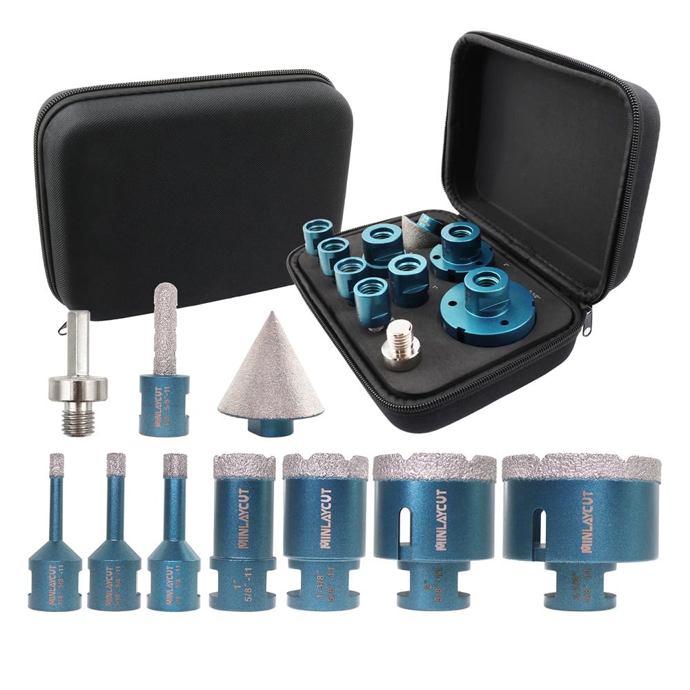 Premium Diamond Core Drill Bit Set - 10pc Tile Hole Saw Kit (6/8/10/25/35/50/65mm) with 2