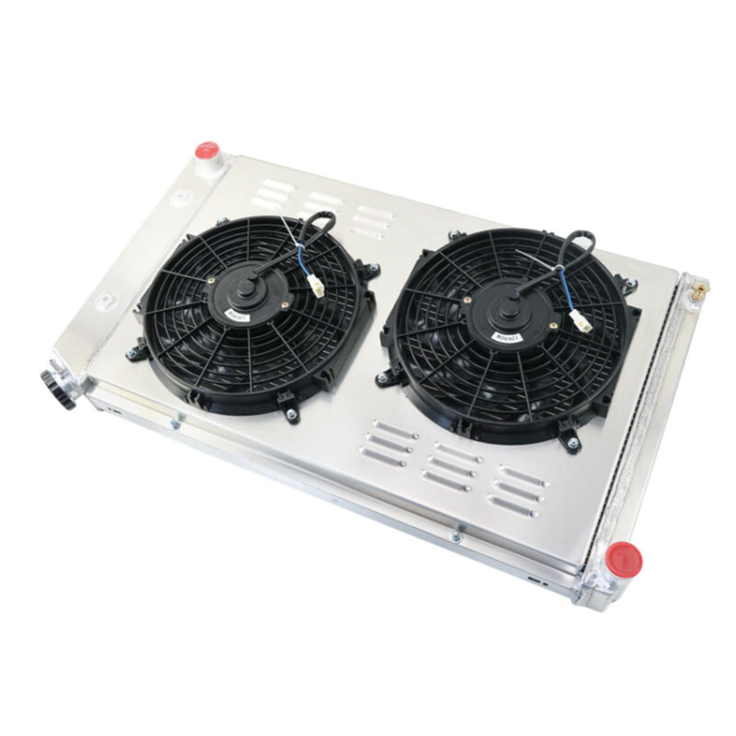 4 Row Aluminum Radiator Shroud with Dual 12