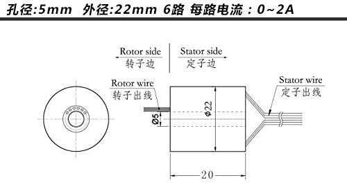 Taidacent 5mm Slip Ring 6 Wires 2A - Rotary Electrical Connector for Robotics & Automation