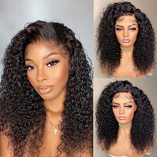 Brennas Black Women's 10 Inch Deep Kinky Curly Lace Front Human Hair Wig - 180% Density Brazilian Curly Hair with Baby Hair & Pre-Plucked 13x4 HD Lace Frontal | Natural Color | Perfect for Daily Wear, Cosplay, and Special Occasions