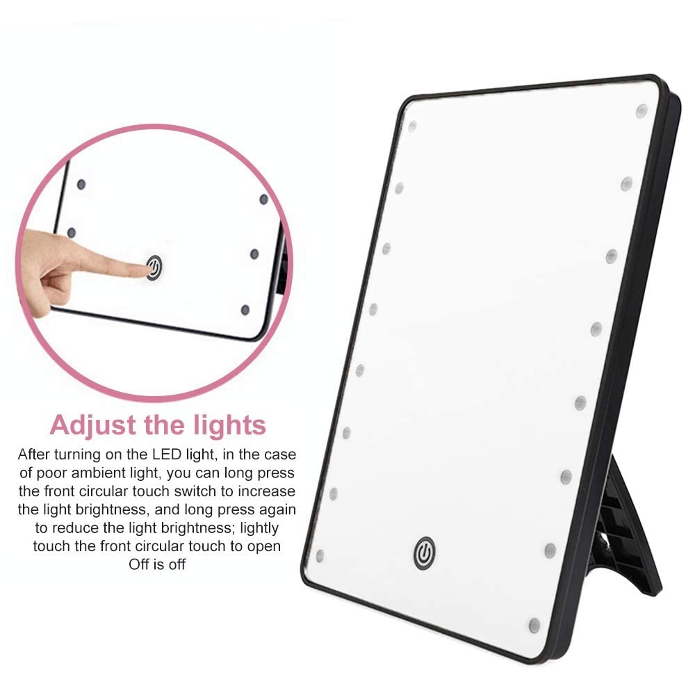 16 LED Makeup Mirror with Touch Dimmer Switch - Battery Operated Vanity Mirror with Stand for Tabletop (Pink) - Perfect for Home Beauty Salon, Dressing Room & Travel Makeup Application