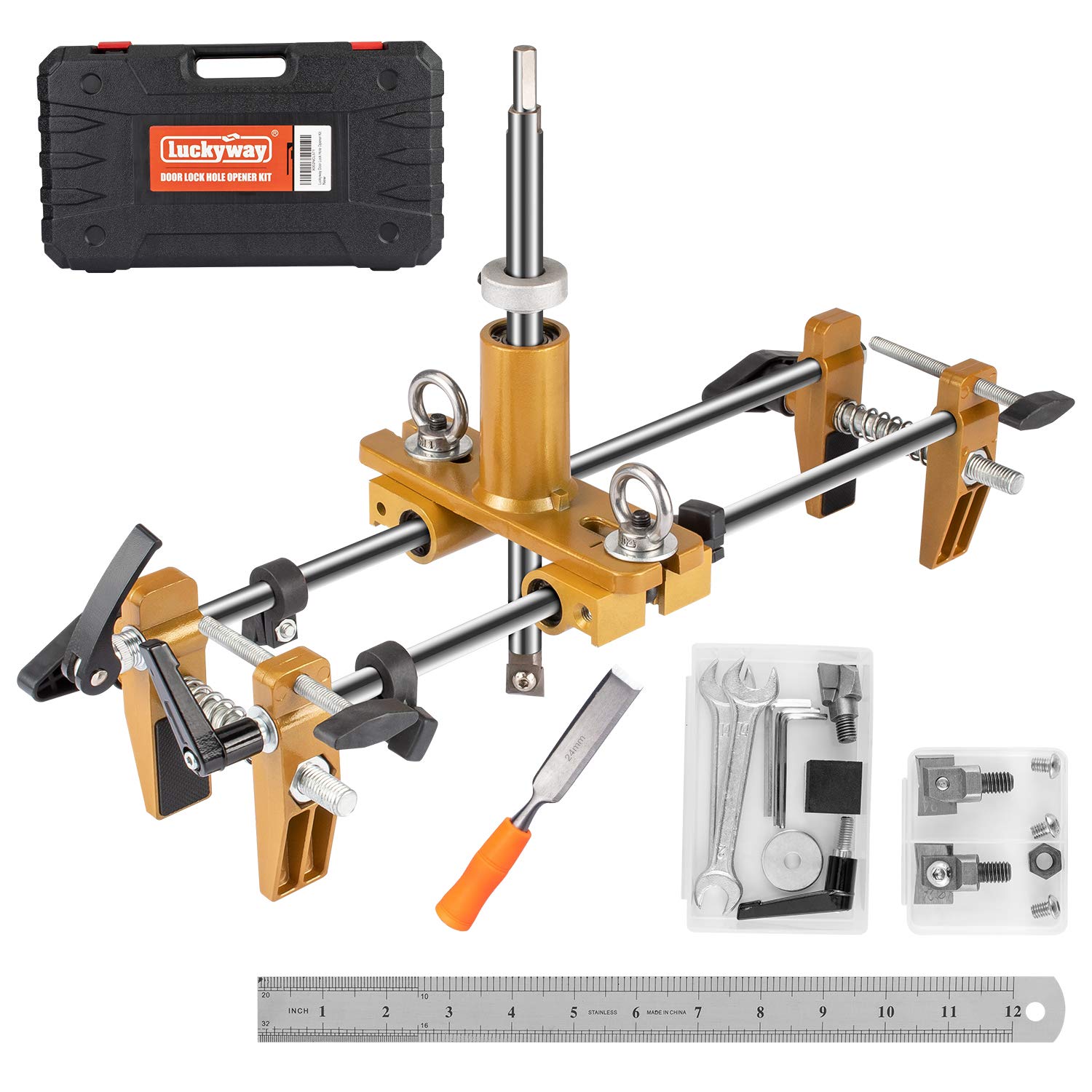 Luckyway Door Lock Hole Opener Kit - Professional Lock Mortiser for Wooden Doors | DIY Door Lock Installation & Replacement Tool | Perfect for Home Security Upgrades & Door Hardware Projects
