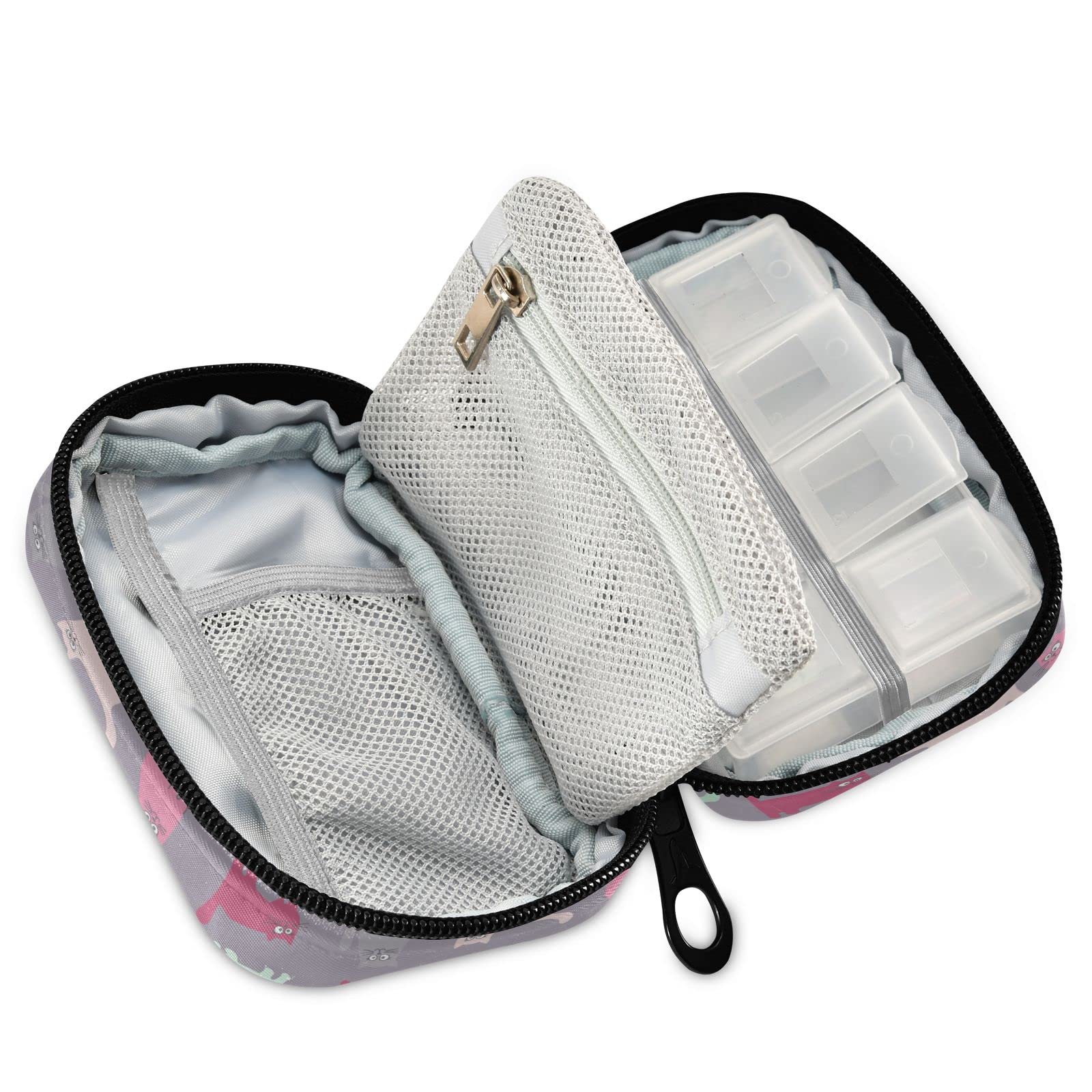7-Day Large Capacity Cute Pill Organizer with 8 Compartments - Weekly Vitamin & Medication Dispenser - Perfect for Daily Medicine Storage, Travel, and Pet Care (Cats/Dogs)