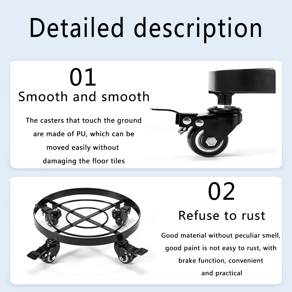 **Heavy Duty Round Flower Pot Base Tray with Pulley Bracket - 27cm Diameter, Large Load-Bearing Plant Saucer for Balcony, Indoor & Outdoor Use - Perfect for Easy Moving & Drainage**    *(Use Case: Ideal for balconies, gardens, patios, or indoor plant arrangements to protect floors and simplify plant movement.)*